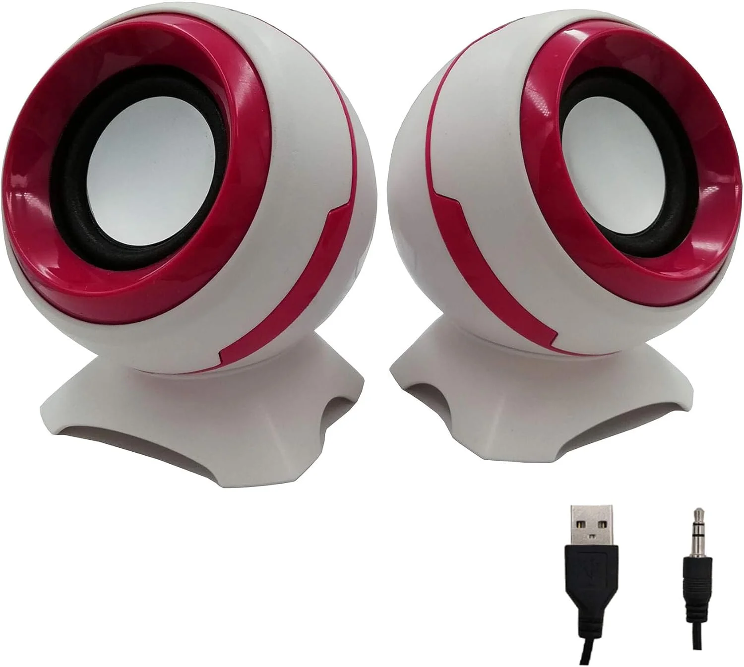 اسپیکر کامپیوتر Accod Mini 2.0 USB، اسپیکر چند رسانه ای رومیزی جمع و جور با صدای استریو فراگیر، اسپیکر نوت بوک برای آیفون، کامپیوتر و تلفن هوشمند 3.5 میلی متری (قرمز)