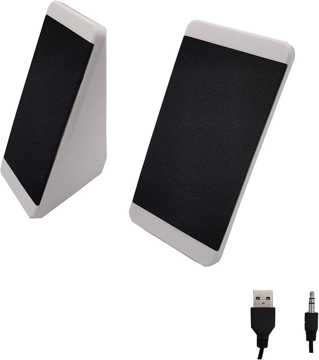 اسپیکر کوچک رومیزی Accod، اسپیکر سیمی کامپیوتر، اسپیکر قابل حمل با USB، اسپیکر رومیزی چند رسانه ای با صدای استریو برای لپ تاپ/کامپیوتر/تلفن هوشمند و تبلت (سفید)