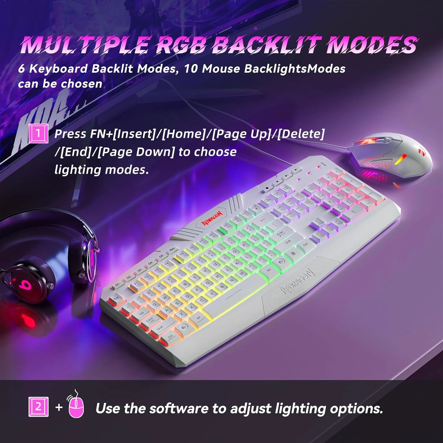 ست کیبورد و ماوس گیمینگ سیم دار Redragon S101 با نور پس زمینه RGB، کیبورد گیمینگ با کلیدهای چند رسانه ای، استراحتگاه مچ دست و ماوس گیمینگ با نور پس زمینه قرمز 3200 DPI برای گیمرهای کامپیوتر ویندوزی (سفید) ست کیبورد و ماوس گیمینگ سیم دار Redragon S101 با نور پس زمینه RGB، کیبورد گیمینگ با کلیدهای چند رسانه ای، استراحتگاه مچ دست و ماوس گیمینگ با نور پس زمینه قرمز 3200 DPI برای گیمرهای کامپیوتر ویندوزی (سفید)
