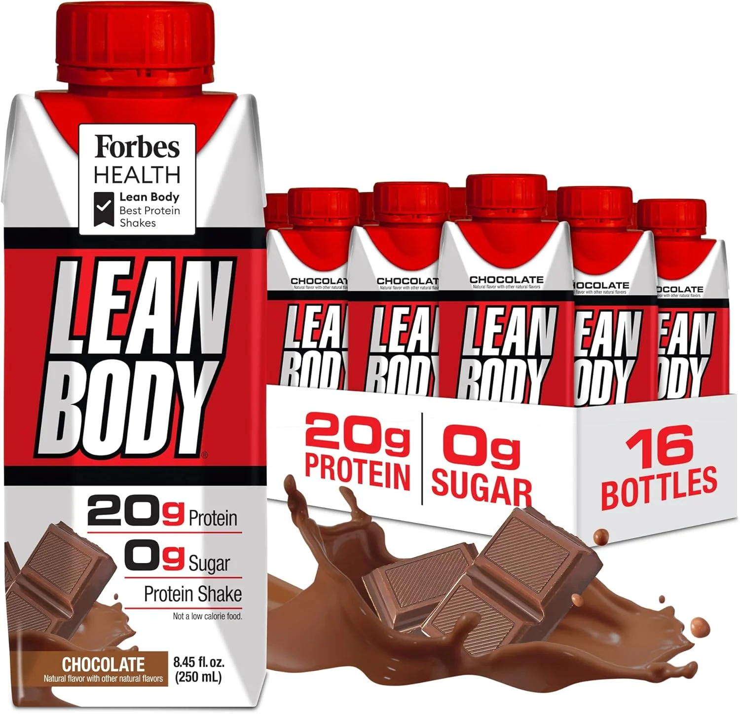 لابرادا نوتریشن - شیک پروتئین وی Lean Body RTD، شیک جایگزین غذای راحت و قابل حمل برای مردان و زنان، 20 گرم پروتئین - بدون قند، لاکتوز و گلوتن، شکلاتی (بسته 16 عددی)