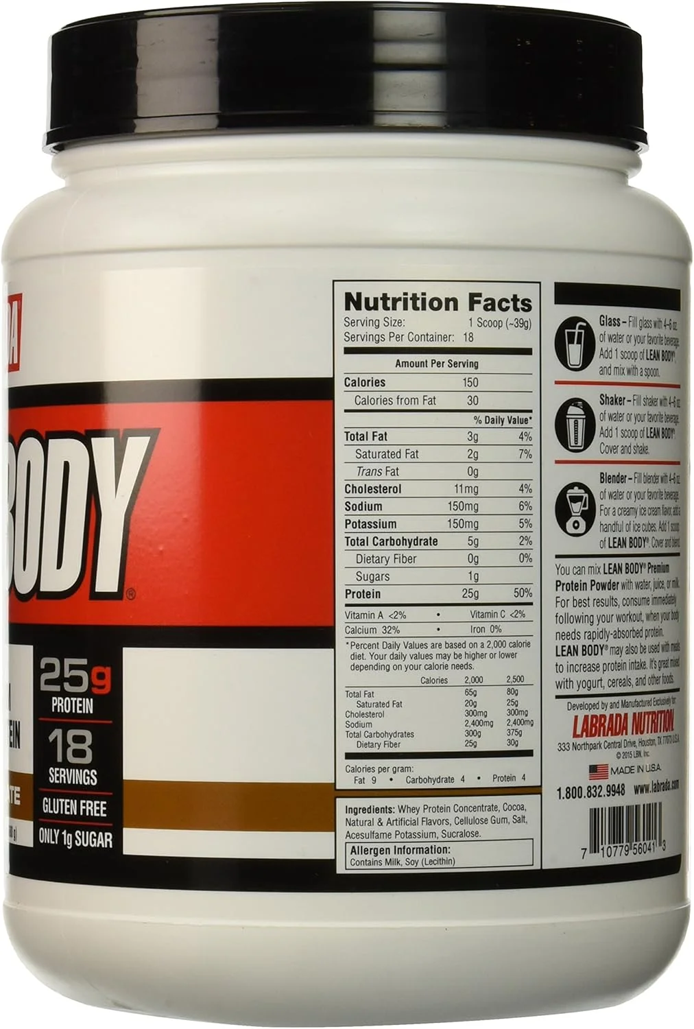پروتئین وی ممتاز لابرادا نوتریشن Lean Body با طعم شکلات، 1.5 پوند پروتئین وی ممتاز لابرادا نوتریشن Lean Body با طعم شکلات، 1.5 پوند
