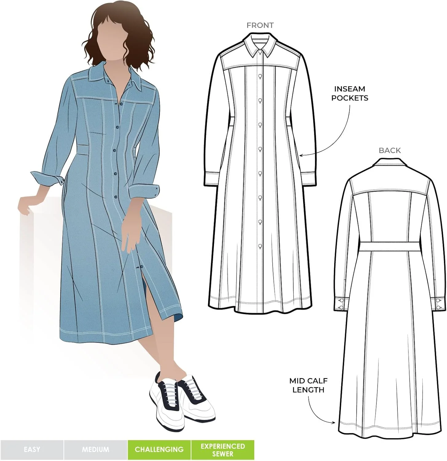 الگوی خیاطی Style Arc - پیراهن بافته شده Tatum (سایزهای 04-16)