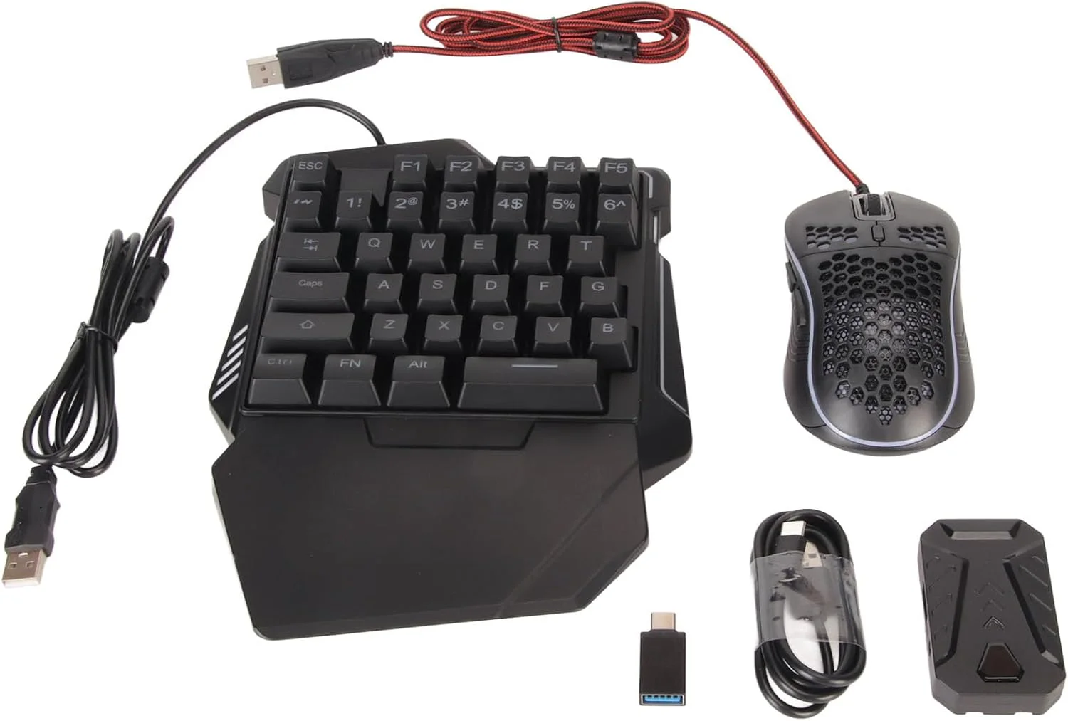ست کیبورد گیمینگ RGB یک دستی DAUB و ماوس برای Master Pro 4 Switch، ست تبدیل کیبورد نیمه دستی و ماوس، آداپتور ماوس صفحه کلید سیمی، مبدل بازی موبایل