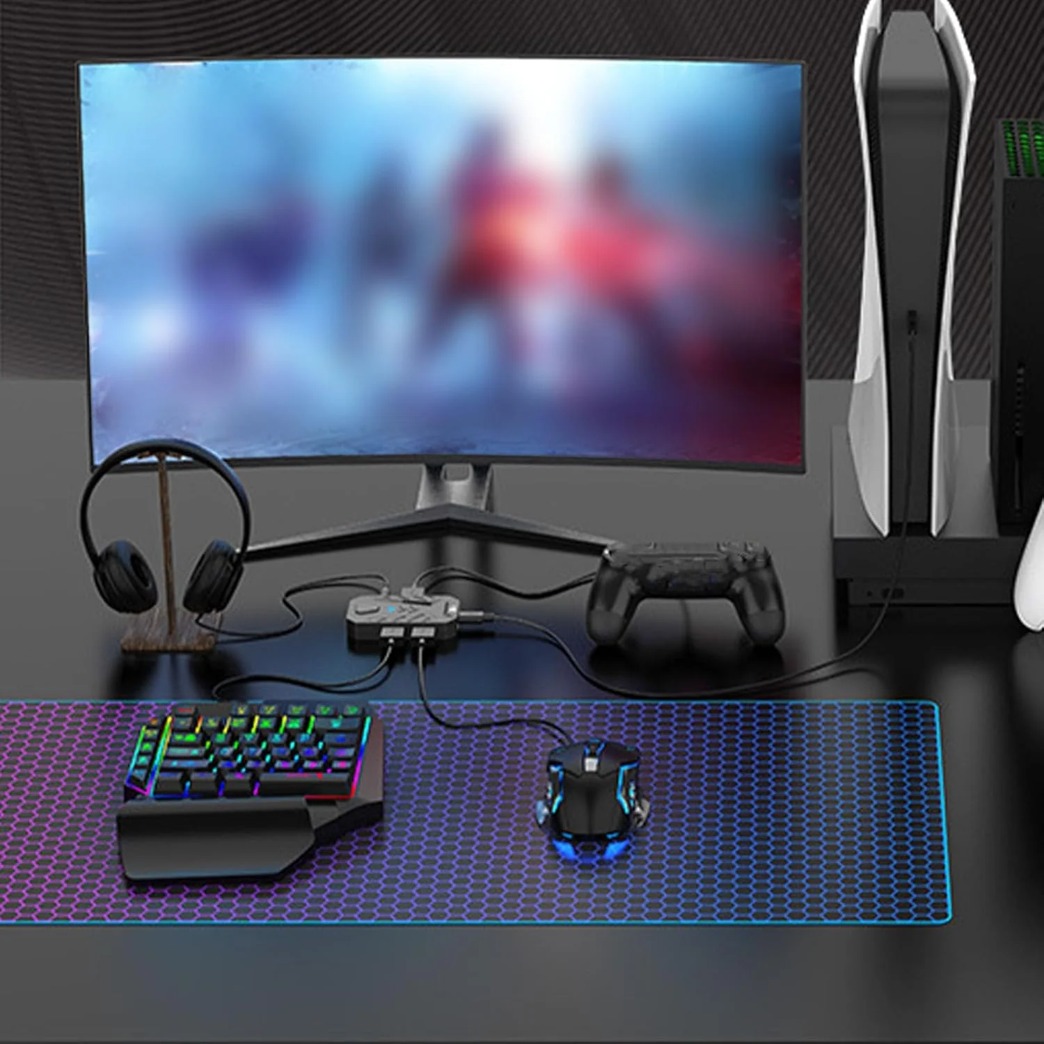 ست کیبورد گیمینگ RGB یک دستی DAUB و ماوس برای Master Pro 4 Switch، ست تبدیل کیبورد نیمه دستی و ماوس، آداپتور ماوس صفحه کلید سیمی، مبدل بازی موبایل
