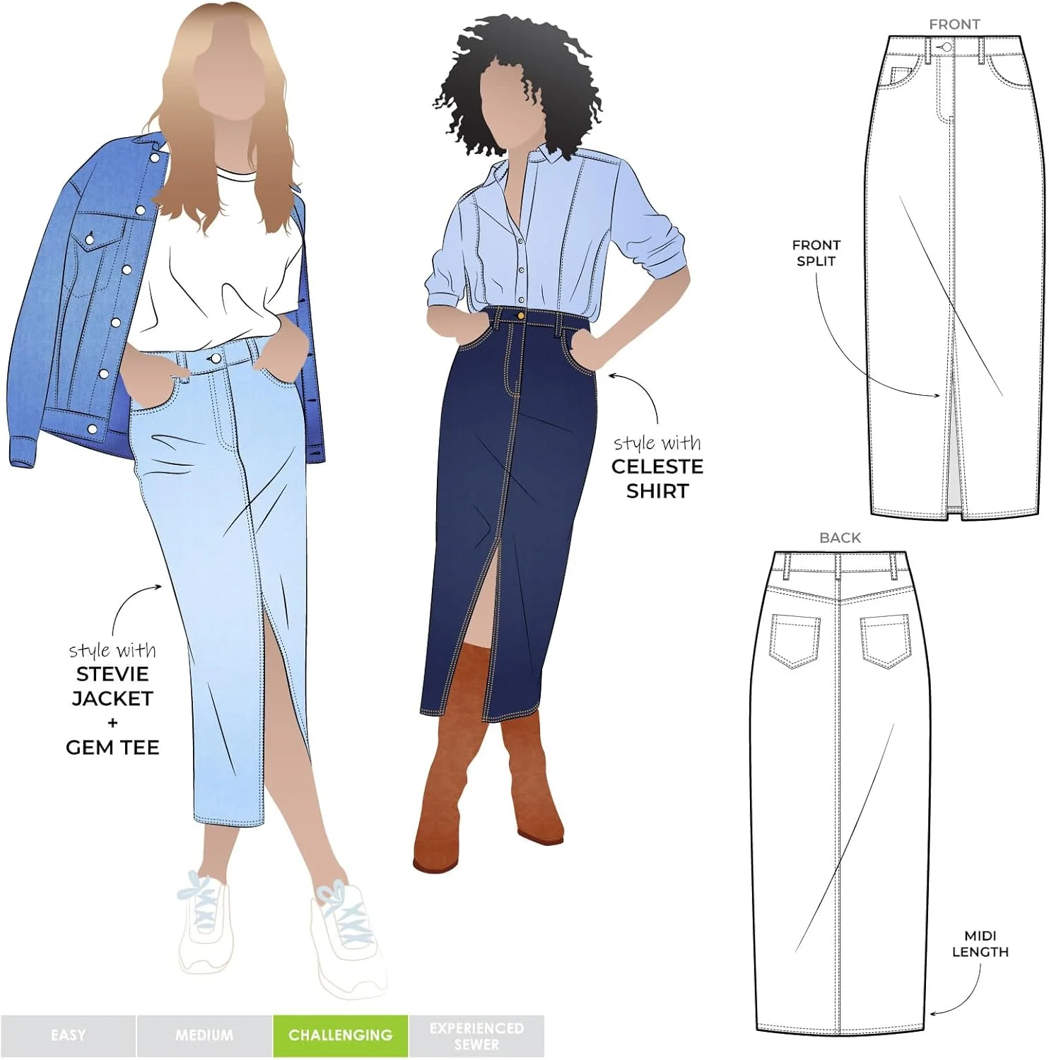 الگوی خیاطی استایل آرک - دامن جین تامی (سایزهای 10-22)