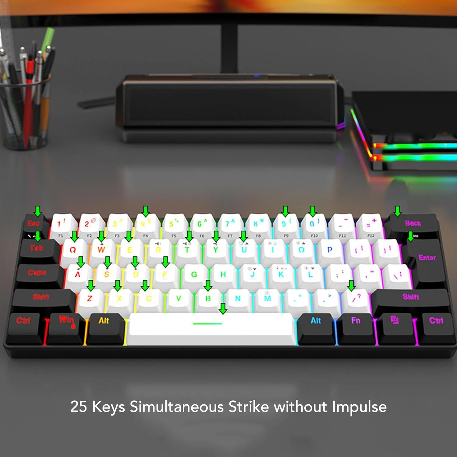 مجموعه کیبورد و ماوس گیمینگ سیمی XUMIUZIY، کیبورد و ماوس با نور پس زمینه چند رنگ RGB با حس مکانیکی، کیبورد 61 کلیدی ارگونومیک و ماوس اپتیکال برای لپ تاپ و کامپیوتر OS X