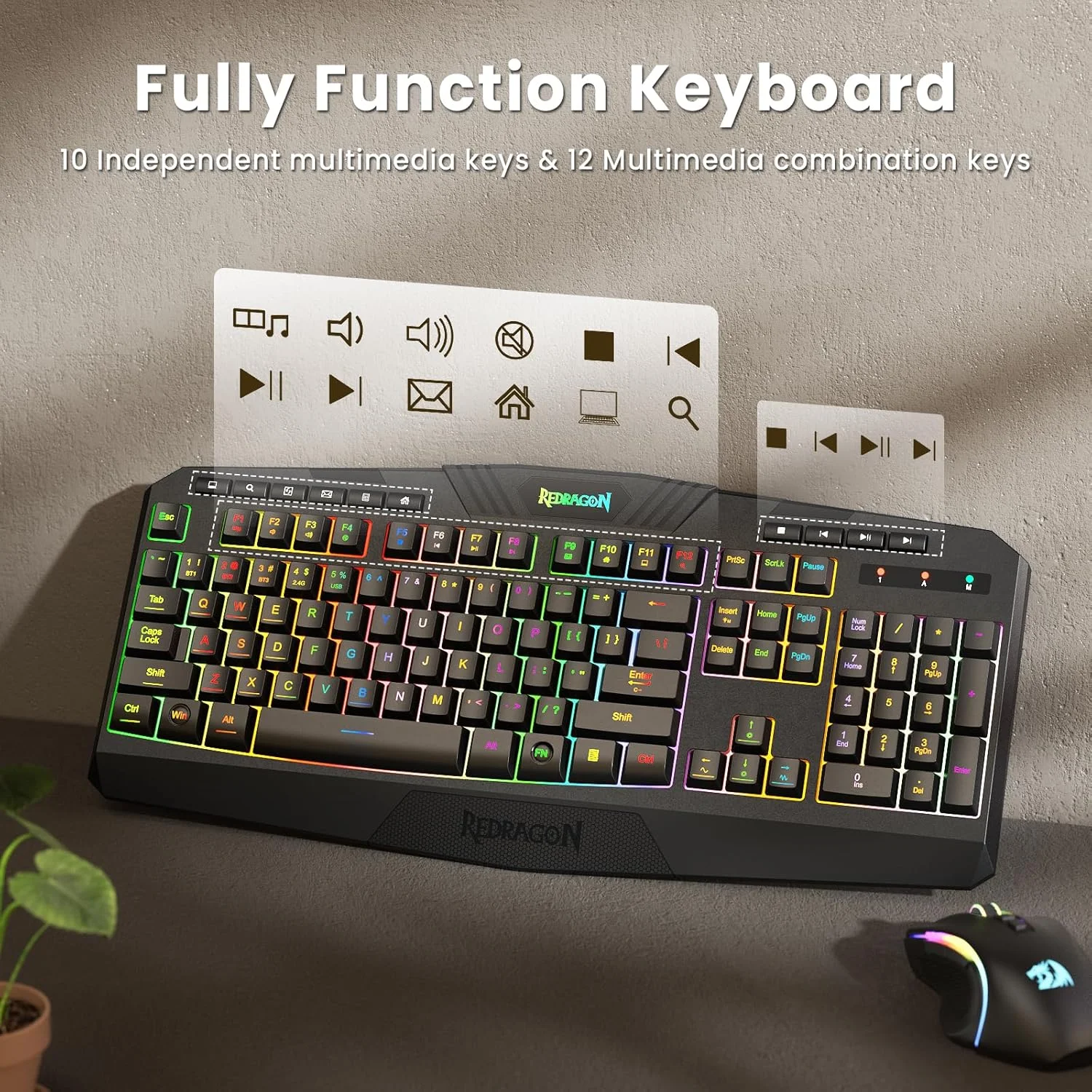 کیبورد و ماوس گیمینگ بیسیم Redragon S101M-KS با حالت سهگانه، کیبورد RGB و ماوس گیمینگ 4800 DPI، دارای 10 کلید چندرسانهای مستقل برای برد، مناسب برای PC، کامپیوتر، S101 بیسیم ایدهآل برای گیمر کیبورد و ماوس گیمینگ بیسیم Redragon S101M-KS با حالت سهگانه، کیبورد RGB و ماوس گیمینگ 4800 DPI، دارای 10 کلید چندرسانهای مستقل برای برد، مناسب برای PC، کامپیوتر، S101 بیسیم ایدهآل برای گیمر