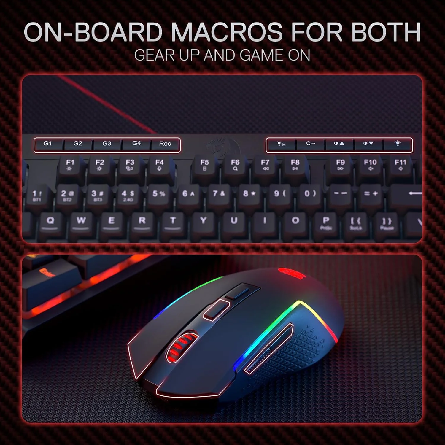 مجموعه کیبورد و ماوس گیمینگ بی سیم Redragon BS142 - کیبورد ممبران RGB مدل K515 PRO و ماوس گیمینگ M693 PRO در یک بسته، 98 کلید