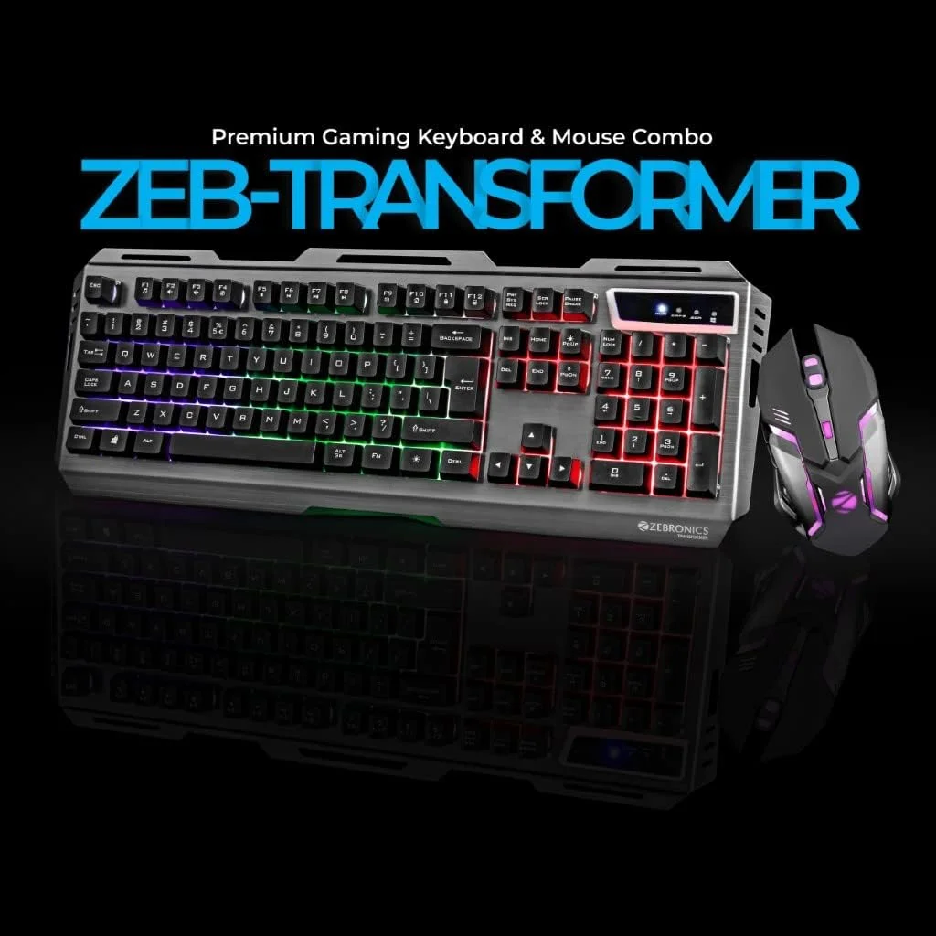 Zebronics (بازسازی شده) ست کیبورد و ماوس گیمینگ Zeb-Transformer (USB، کابل بافته شده) Zebronics (بازسازی شده) ست کیبورد و ماوس گیمینگ Zeb-Transformer (USB، کابل بافته شده)