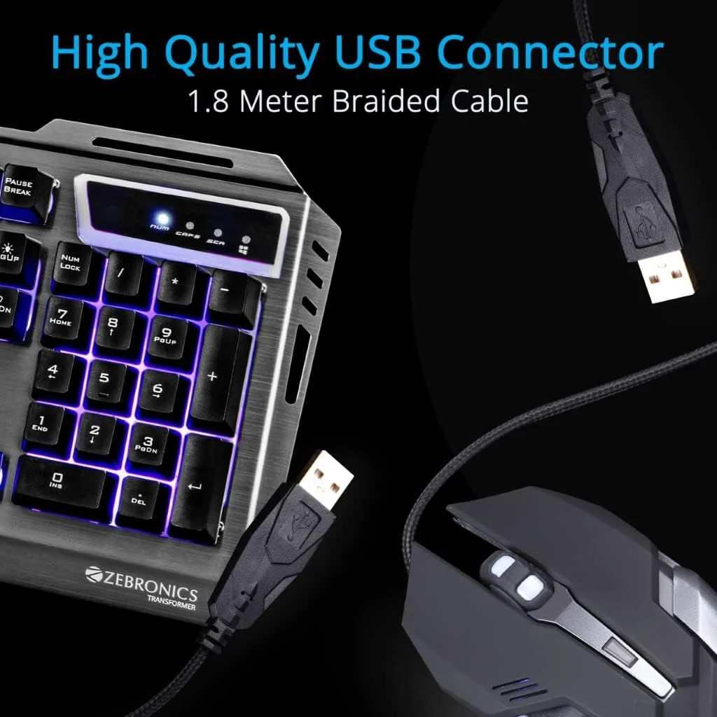 Zebronics (بازسازی شده) ست کیبورد و ماوس گیمینگ Zeb-Transformer (USB، کابل بافته شده) Zebronics (بازسازی شده) ست کیبورد و ماوس گیمینگ Zeb-Transformer (USB، کابل بافته شده)