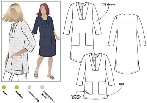 الگوی خیاطی Style Arc - تونیک/پیراهن Roslyn سایزهای 18-30 (نامشخص) الگوی خیاطی Style Arc - تونیک/پیراهن Roslyn سایزهای 18-30 (نامشخص)