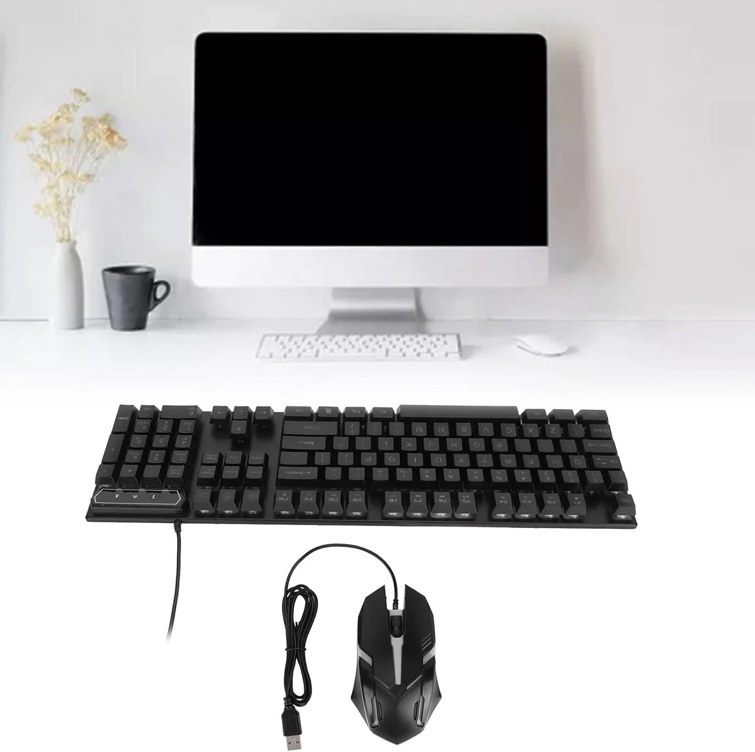 ست کیبورد و ماوس گیمینگ LED، نور پس زمینه RGB، برای کامپیوتر شخصی، لپ تاپ و کامپیوتر