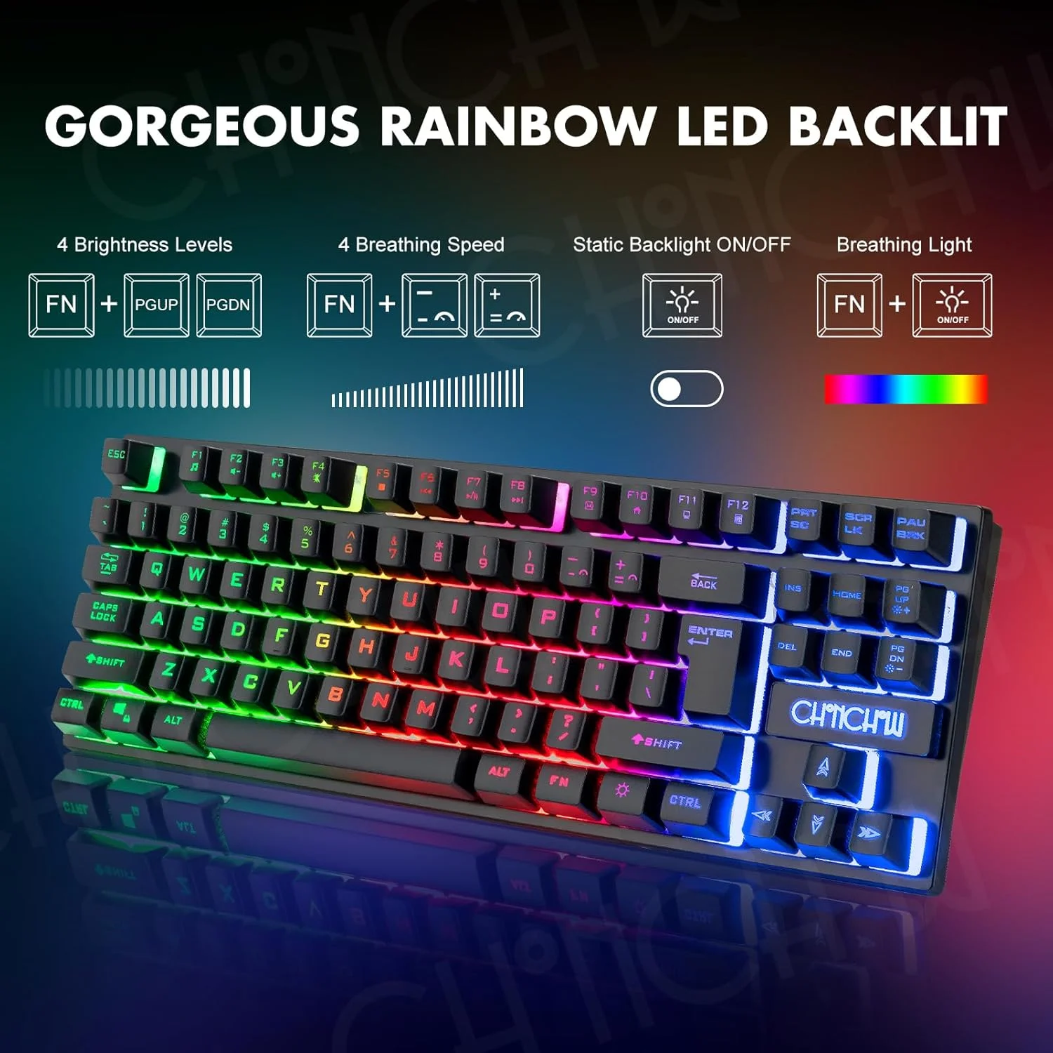ست کیبورد و ماوس گیمینگ بیسیم CHONCHOW، کیبورد 87 کلیدی با نور پسزمینه LED قابل شارژ، ست ماوس گیمینگ بیسیم ارگونومیک با نور پسزمینه برای Xbox PS4 PS4 PC لپ تاپ (محلی، ست مشکی) ست کیبورد و ماوس گیمینگ بیسیم CHONCHOW، کیبورد 87 کلیدی با نور پسزمینه LED قابل شارژ، ست ماوس گیمینگ بیسیم ارگونومیک با نور پسزمینه برای Xbox PS4 PS4 PC لپ تاپ (محلی، ست مشکی)
