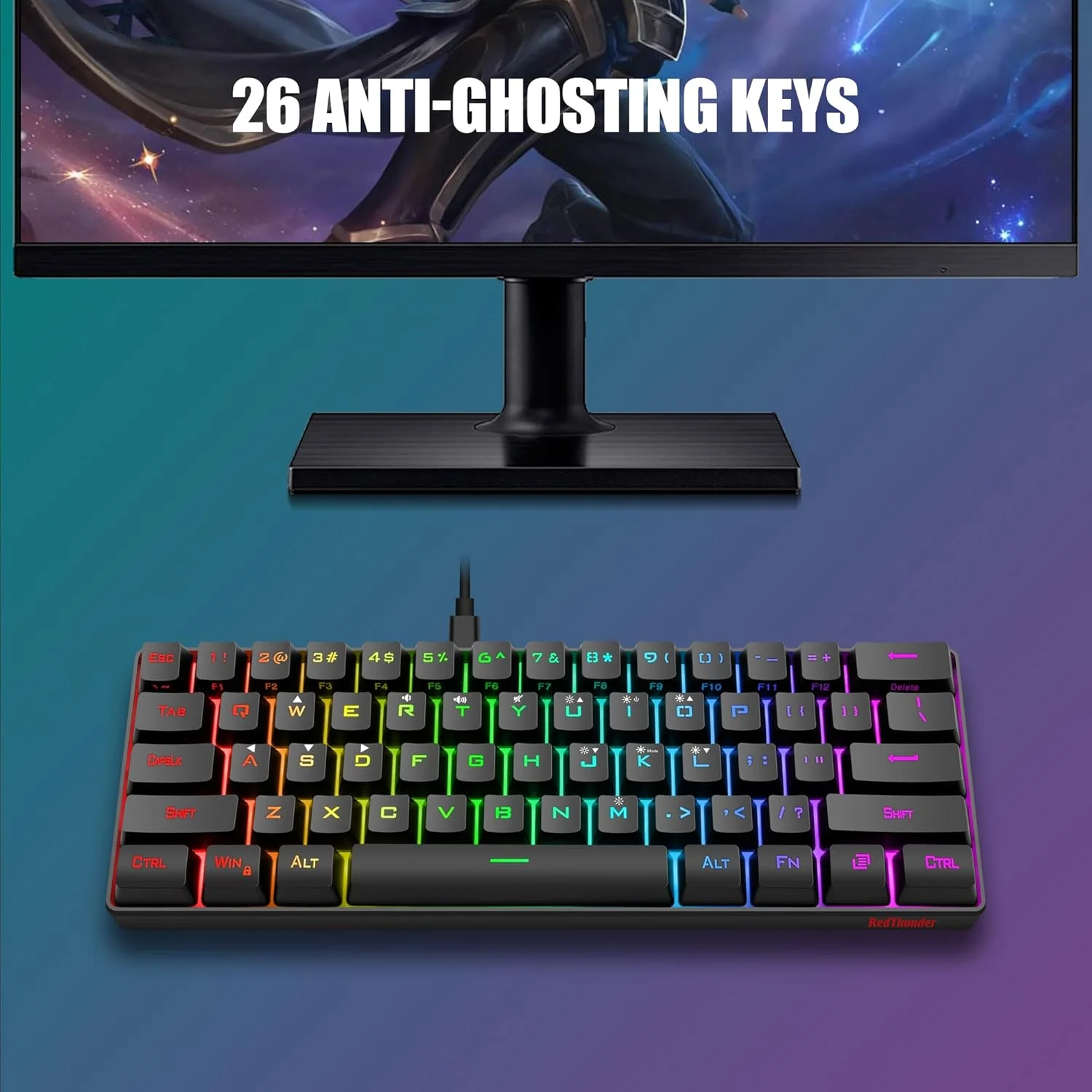 ست کیبورد و ماوس گیمینگ RedThunder با 60% اندازه، کیبورد مینی فوق فشرده 61 کلیدی با نور پس زمینه RGB، ماوس اپتیکال لانه زنبوری سبک وزن 7200 DPI، ست گیمینگ سیمی برای PC MAC PS5 Xbox گیمر (مشکی) ست کیبورد و ماوس گیمینگ RedThunder با 60% اندازه، کیبورد مینی فوق فشرده 61 کلیدی با نور پس زمینه RGB، ماوس اپتیکال لانه زنبوری سبک وزن 7200 DPI، ست گیمینگ سیمی برای PC MAC PS5 Xbox گیمر (مشکی)