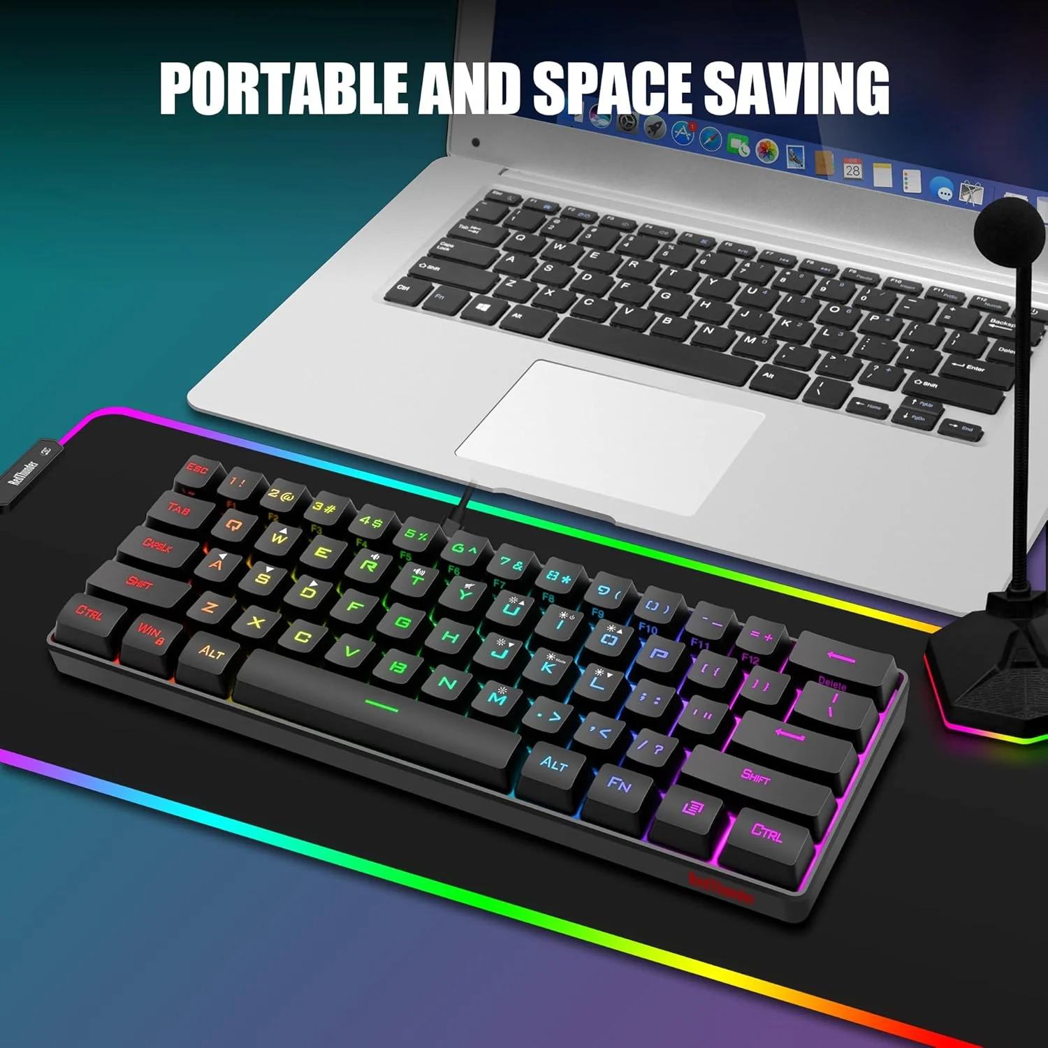 ست کیبورد و ماوس گیمینگ RedThunder با 60% اندازه، کیبورد مینی فوق فشرده 61 کلیدی با نور پس زمینه RGB، ماوس اپتیکال لانه زنبوری سبک وزن 7200 DPI، ست گیمینگ سیمی برای PC MAC PS5 Xbox گیمر (مشکی) ست کیبورد و ماوس گیمینگ RedThunder با 60% اندازه، کیبورد مینی فوق فشرده 61 کلیدی با نور پس زمینه RGB، ماوس اپتیکال لانه زنبوری سبک وزن 7200 DPI، ست گیمینگ سیمی برای PC MAC PS5 Xbox گیمر (مشکی)