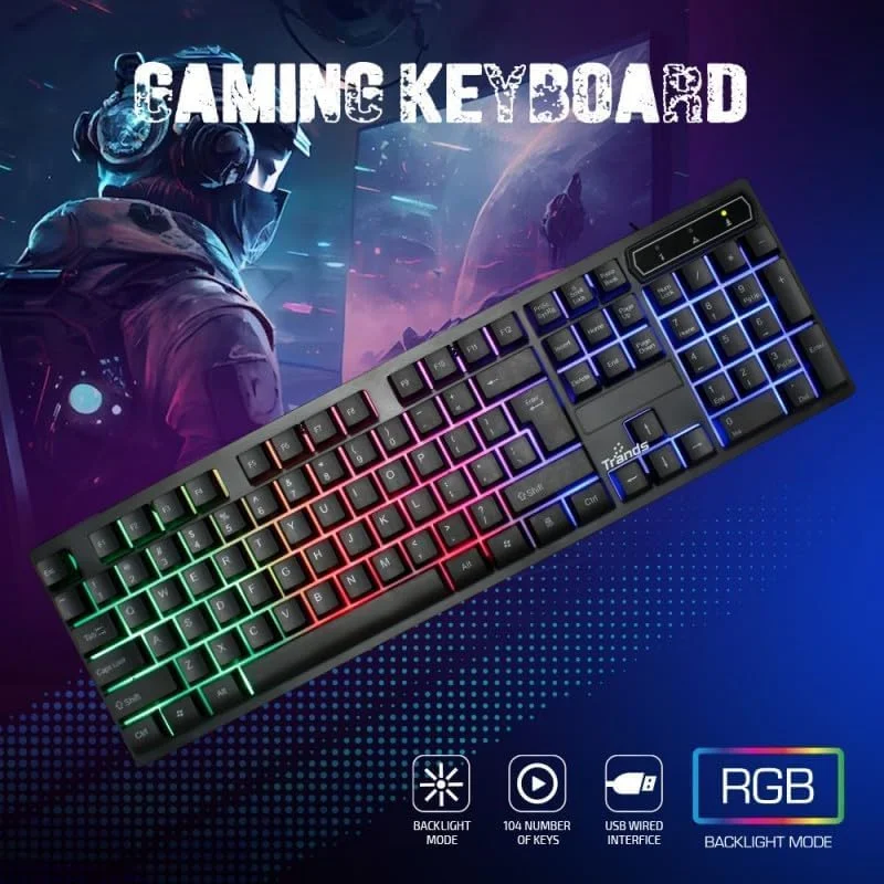 ست گیمینگ 4 در 1 RGB ترندز TR-GC100، مشکی