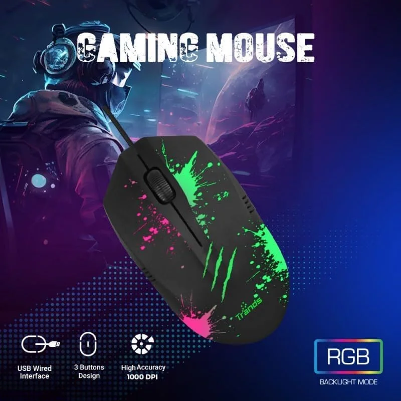 ست گیمینگ 4 در 1 RGB ترندز TR-GC100، مشکی