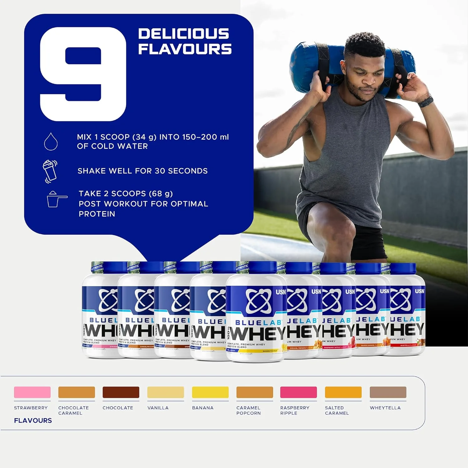 پروتئین وی USN BLUELAB با طعم موز 2 کیلوگرمی پروتئین وی USN BLUELAB با طعم موز 2 کیلوگرمی