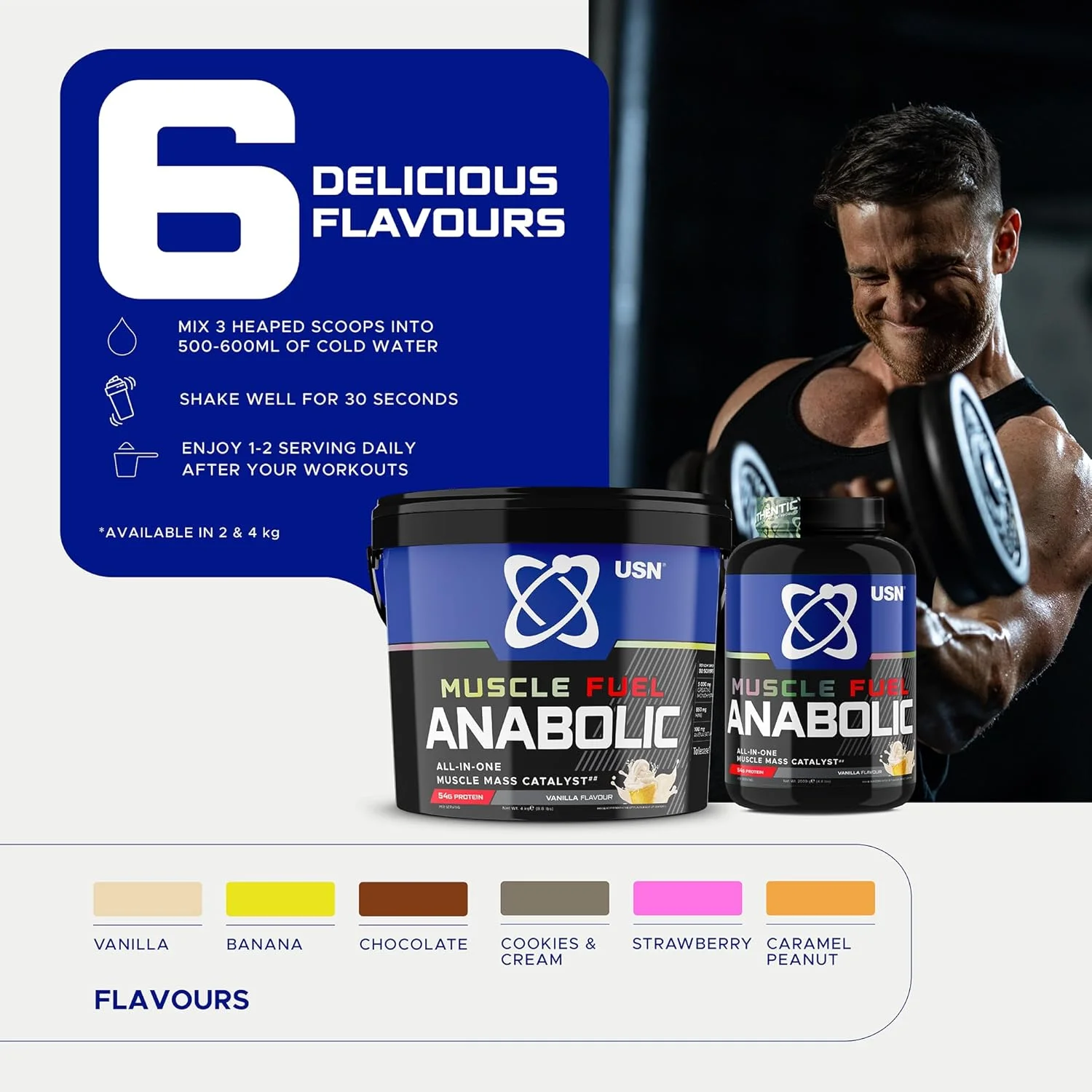 پودر پروتئین شیک آنابولیک شکلاتی USN Muscle Fuel (2 کیلوگرم): پودر پروتئین آنابولیک تقویت کننده تمرین برای افزایش حجم عضلات - فرمول جدید و بهبود یافته پودر پروتئین شیک آنابولیک شکلاتی USN Muscle Fuel (2 کیلوگرم): پودر پروتئین آنابولیک تقویت کننده تمرین برای افزایش حجم عضلات - فرمول جدید و بهبود یافته