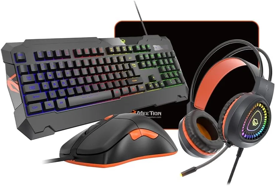 ست 4 در 1 گیمینگ میشن MT C505: کیبورد RGB، ماوس 3200DPI، هدفون با نور پس زمینه و میکروفون همه جهته، ماوس پد با دقت بالا