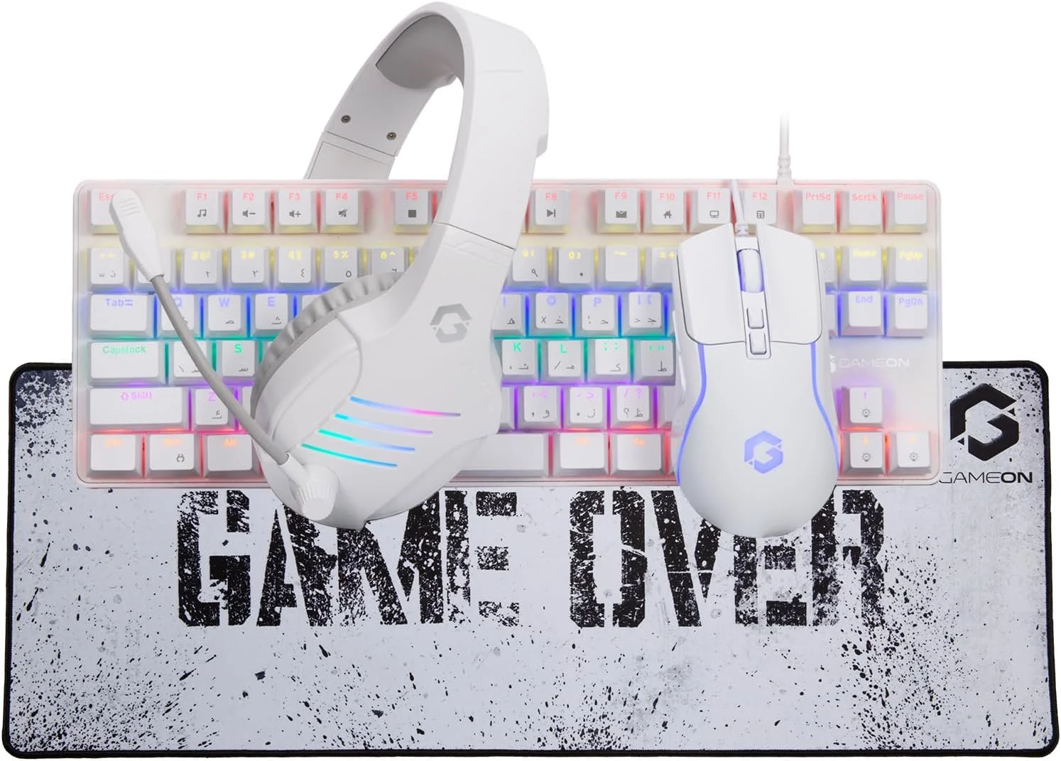 بسته کامل لوازم جانبی گیمینگ GAMEON VIPER XA سری Artic (کیبورد مکانیکی، هدست، ماوس و ماوس پد)
