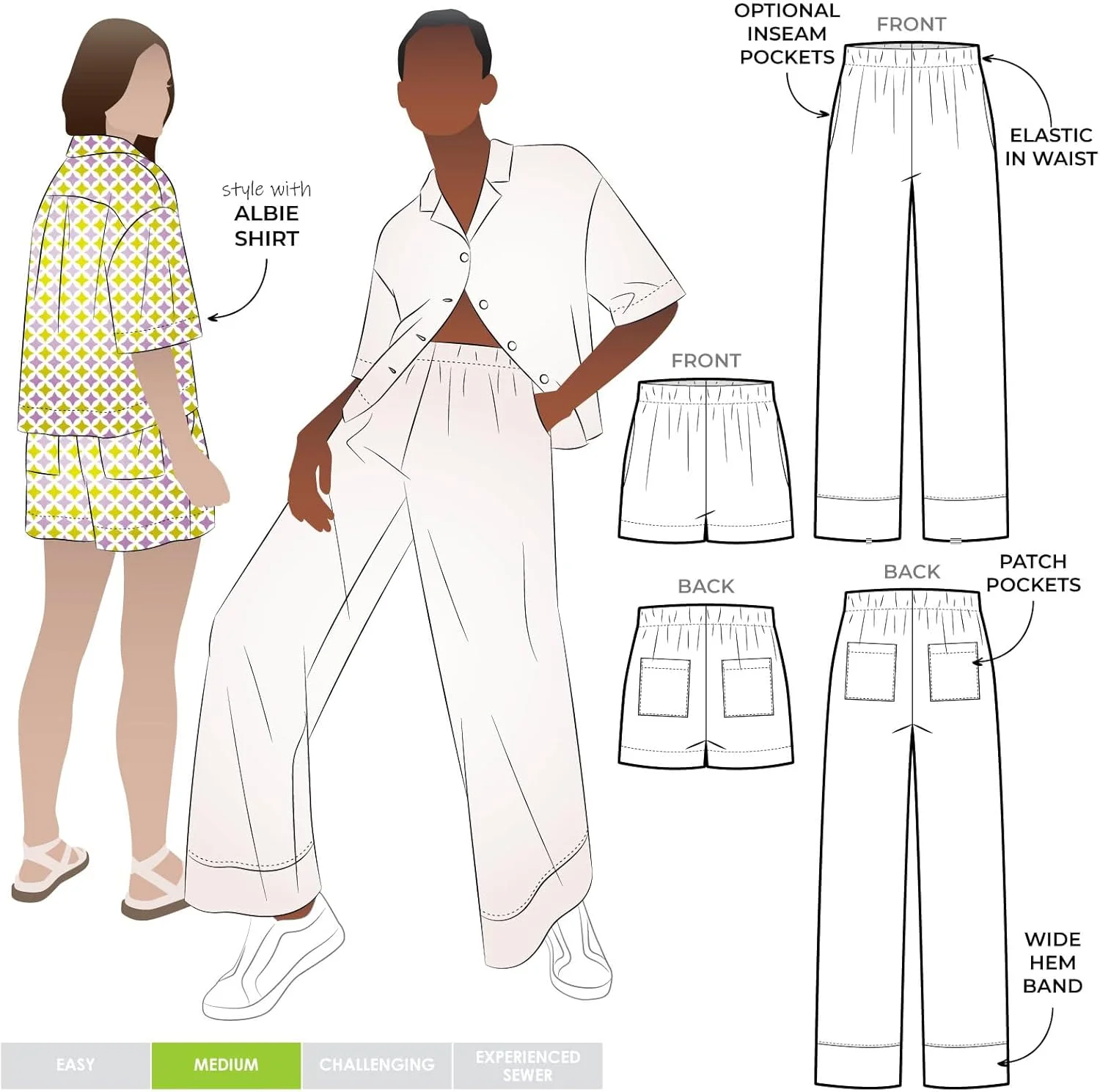 الگوی خیاطی Style Arc - شلوار و شورت بافتنی آلبی (سایزهای 10-22) الگوی خیاطی Style Arc - شلوار و شورت بافتنی آلبی (سایزهای 10-22)