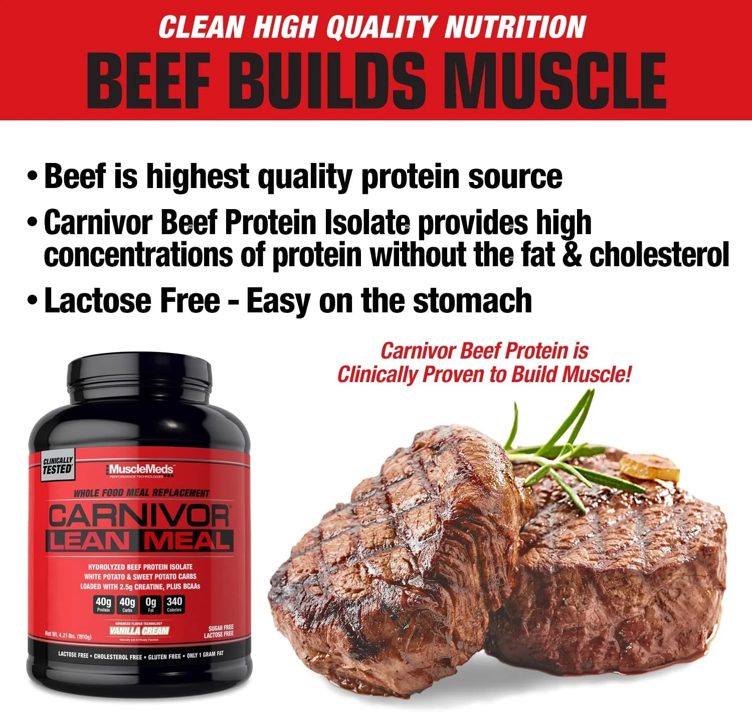 شیک جایگزین وعده غذایی کامل MuscleMeds CARNIVOR LEAN MEAL، MRE، پروتئین ایزوله گوشت گاو، سیب زمینی سفید، سیب زمینی شیرین، 40 گرم پروتئین، 40 گرم کربوهیدرات، بدون لاکتوز، بدون شکر، کرم وانیلی 20 سروینگ شیک جایگزین وعده غذایی کامل MuscleMeds CARNIVOR LEAN MEAL، MRE، پروتئین ایزوله گوشت گاو، سیب زمینی سفید، سیب زمینی شیرین، 40 گرم پروتئین، 40 گرم کربوهیدرات، بدون لاکتوز، بدون شکر، کرم وانیلی 20 سروینگ