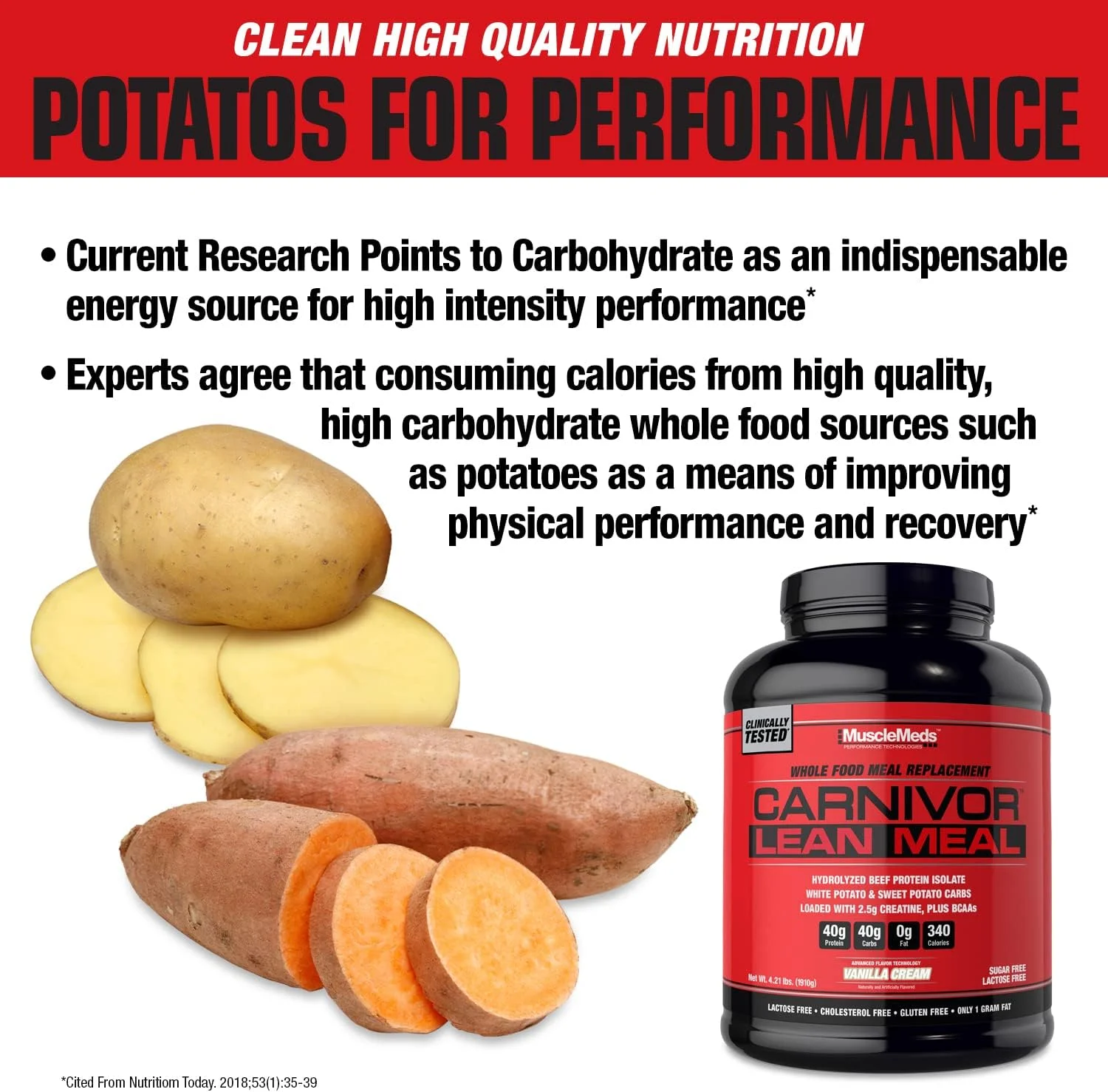 شیک جایگزین وعده غذایی کامل MuscleMeds CARNIVOR LEAN MEAL، MRE، پروتئین ایزوله گوشت گاو، سیب زمینی سفید، سیب زمینی شیرین، 40 گرم پروتئین، 40 گرم کربوهیدرات، بدون لاکتوز، بدون شکر، کرم وانیلی 20 سروینگ شیک جایگزین وعده غذایی کامل MuscleMeds CARNIVOR LEAN MEAL، MRE، پروتئین ایزوله گوشت گاو، سیب زمینی سفید، سیب زمینی شیرین، 40 گرم پروتئین، 40 گرم کربوهیدرات، بدون لاکتوز، بدون شکر، کرم وانیلی 20 سروینگ