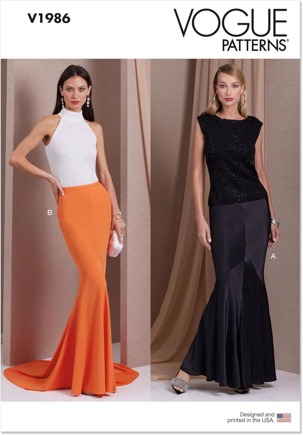 الگوهای VOGUE V1986Y5 دامن زنانه Y5 (18-20-22-24-26)