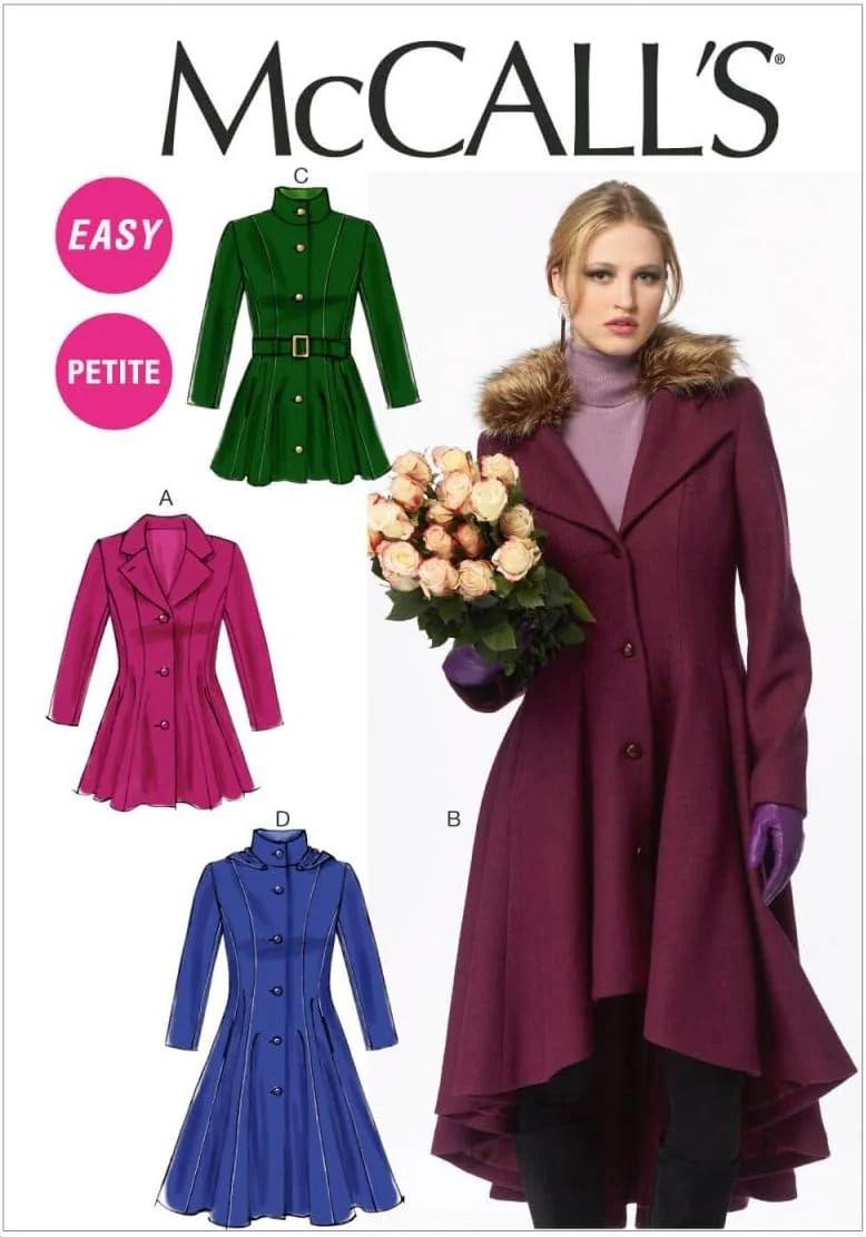 الگوی خیاطی کت های زنانه و زنانه سایز کوچک McCall Pattern Company M6800، کمربند، یقه و کلاه جداشدنی، سایز E5 (14-16-18-20-22)