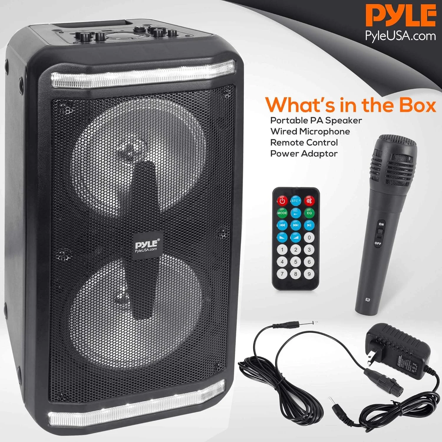 سیستم اسپیکر و میکروفون بلوتوث Pyle - اسپیکر کارائوکه استریو قابل حمل با میکروفون سیمی، چراغ های مهمانی LED داخلی، MP3/USB، رادیو FM (ساب ووفر 6.5 اینچی، حداکثر 500 وات) (PPHP266B.5) سیستم اسپیکر و میکروفون بلوتوث Pyle - اسپیکر کارائوکه استریو قابل حمل با میکروفون سیمی، چراغ های مهمانی LED داخلی، MP3/USB، رادیو FM (ساب ووفر 6.5 اینچی، حداکثر 500 وات) (PPHP266B.5)