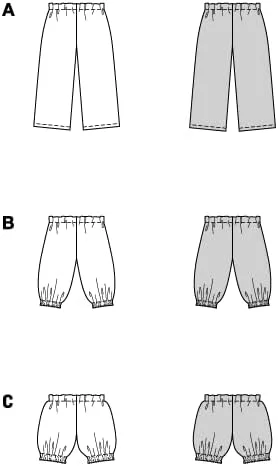الگوی خیاطی بچه گانه Burda Kids شماره 9202، شلوار و شلوارک نخی بچه گانه با کمر کشی، سایز 56-98