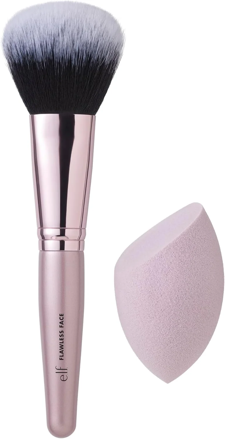 مجموعه براش و اسفنج آرایشی e.l.f. Cosmetics، کیت دو مرحله ای اسفنج و براش آرایشی صورت برای ایجاد پوستی بی عیب و نقص، مناسب برای کرم پودر مایع مجموعه براش و اسفنج آرایشی e.l.f. Cosmetics، کیت دو مرحله ای اسفنج و براش آرایشی صورت برای ایجاد پوستی بی عیب و نقص، مناسب برای کرم پودر مایع