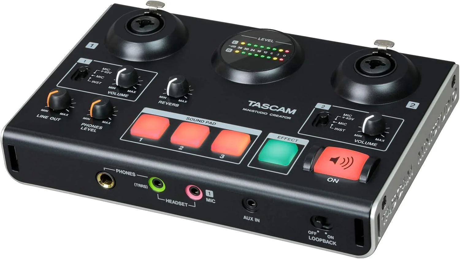 کارت صدای USB Tascam US-42B MiNiSTUDIO Creator (US42B) برای پادکست، نرم افزار کنترل، حالت EZ