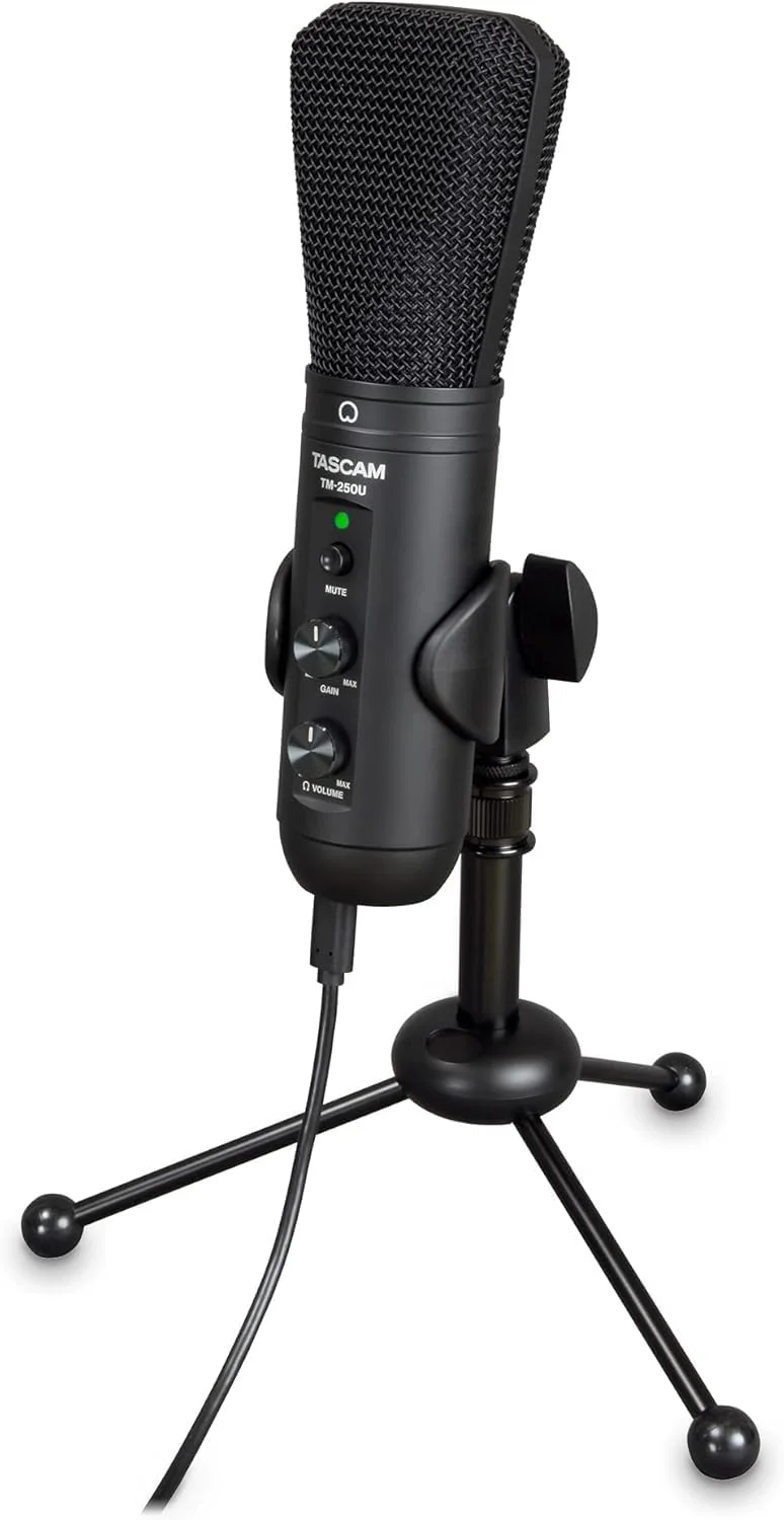 میکروفون کاندنسر USB تسکم مدل TM-250U مناسب برای پادکست، کنفرانس، ضبط کامپیوتری و صدا آنلاین (TM250U)