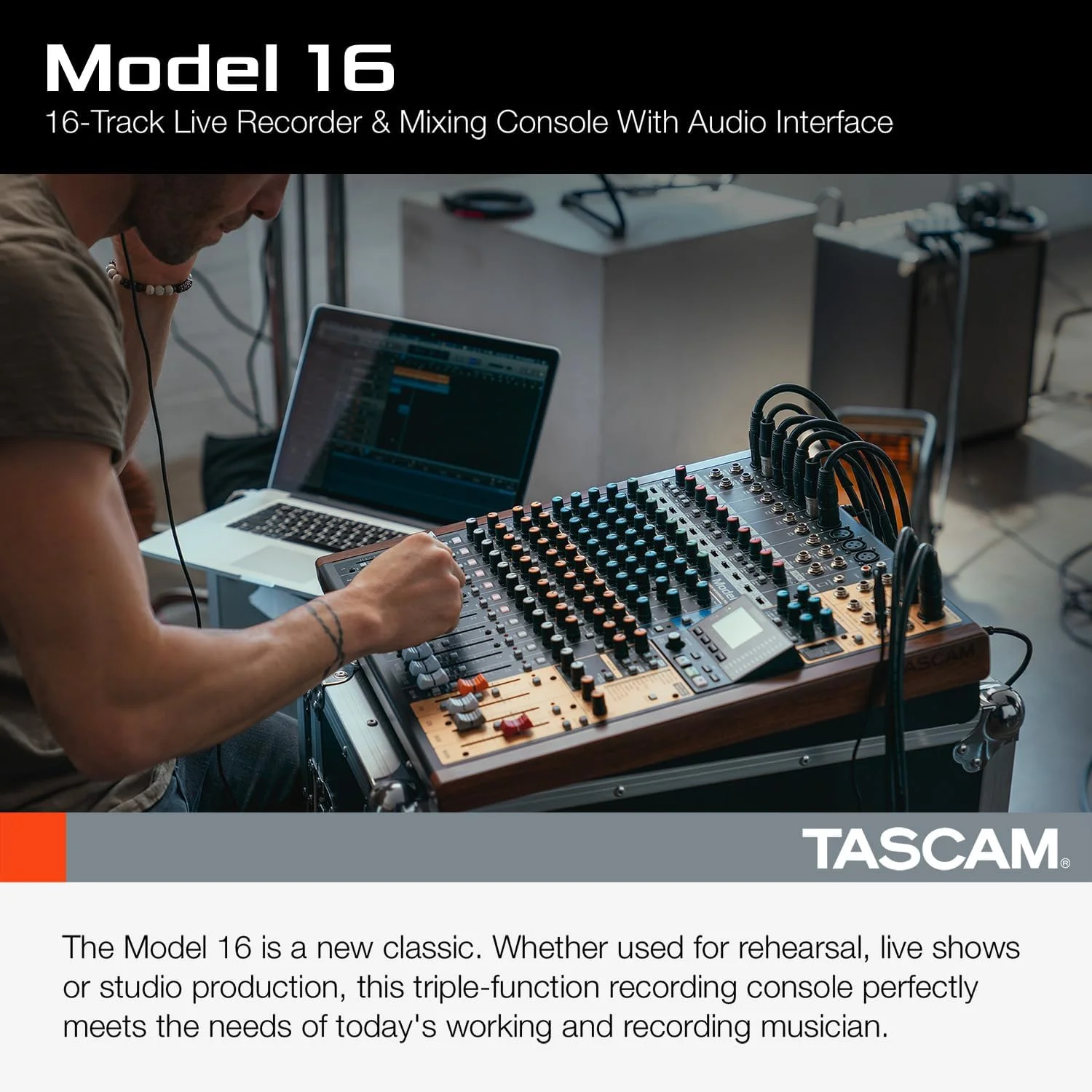 استودیو ضبط و میکس 16 کاناله Tascam Model 16، میکسر آنالوگ، ضبط کننده دیجیتال، کارت صدای USB استودیو ضبط و میکس 16 کاناله Tascam Model 16، میکسر آنالوگ، ضبط کننده دیجیتال، کارت صدای USB