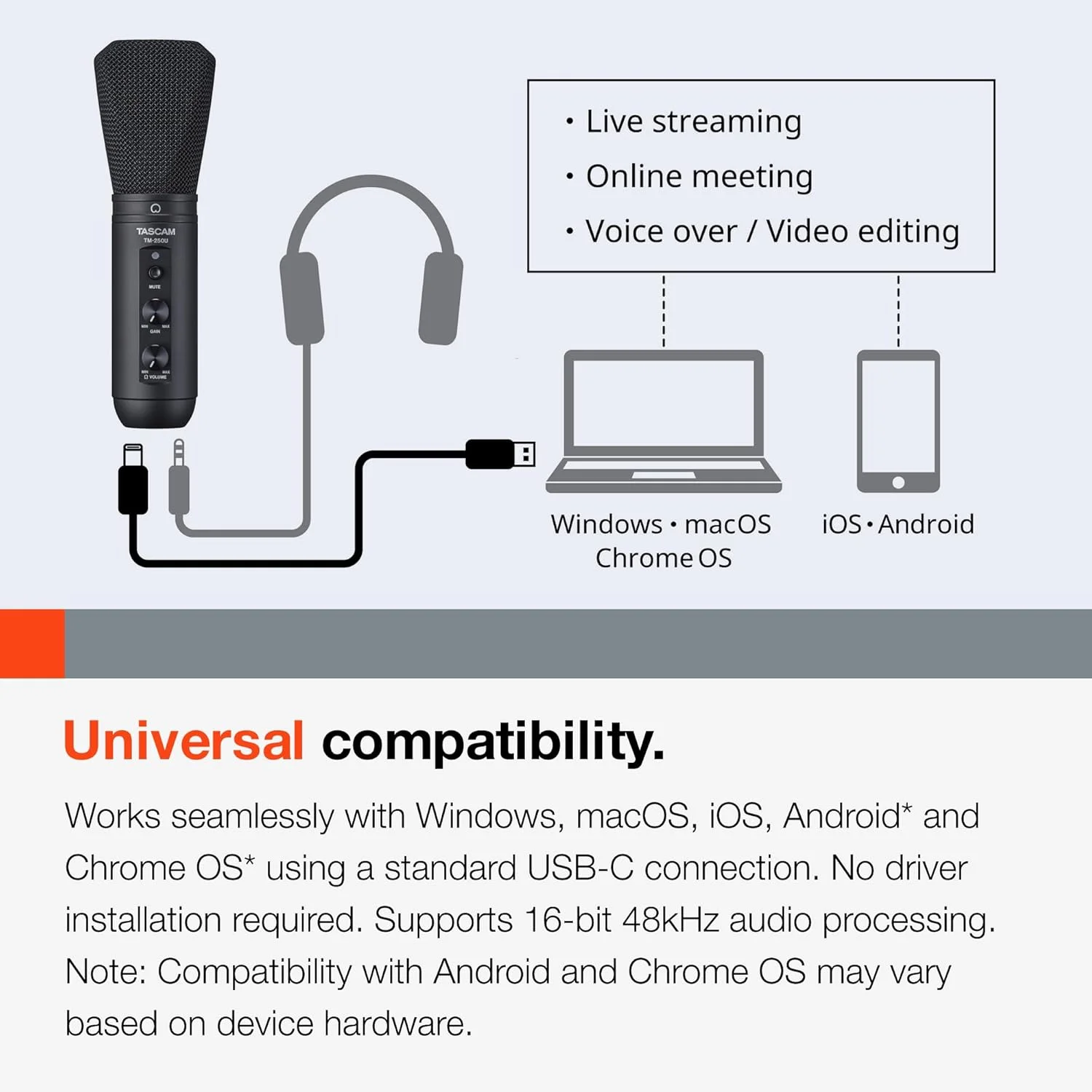 میکروفون کاندنسر USB تسکم مدل TM-250U مناسب برای پادکست، کنفرانس، ضبط کامپیوتری و صدا آنلاین (TM250U) میکروفون کاندنسر USB تسکم مدل TM-250U مناسب برای پادکست، کنفرانس، ضبط کامپیوتری و صدا آنلاین (TM250U)