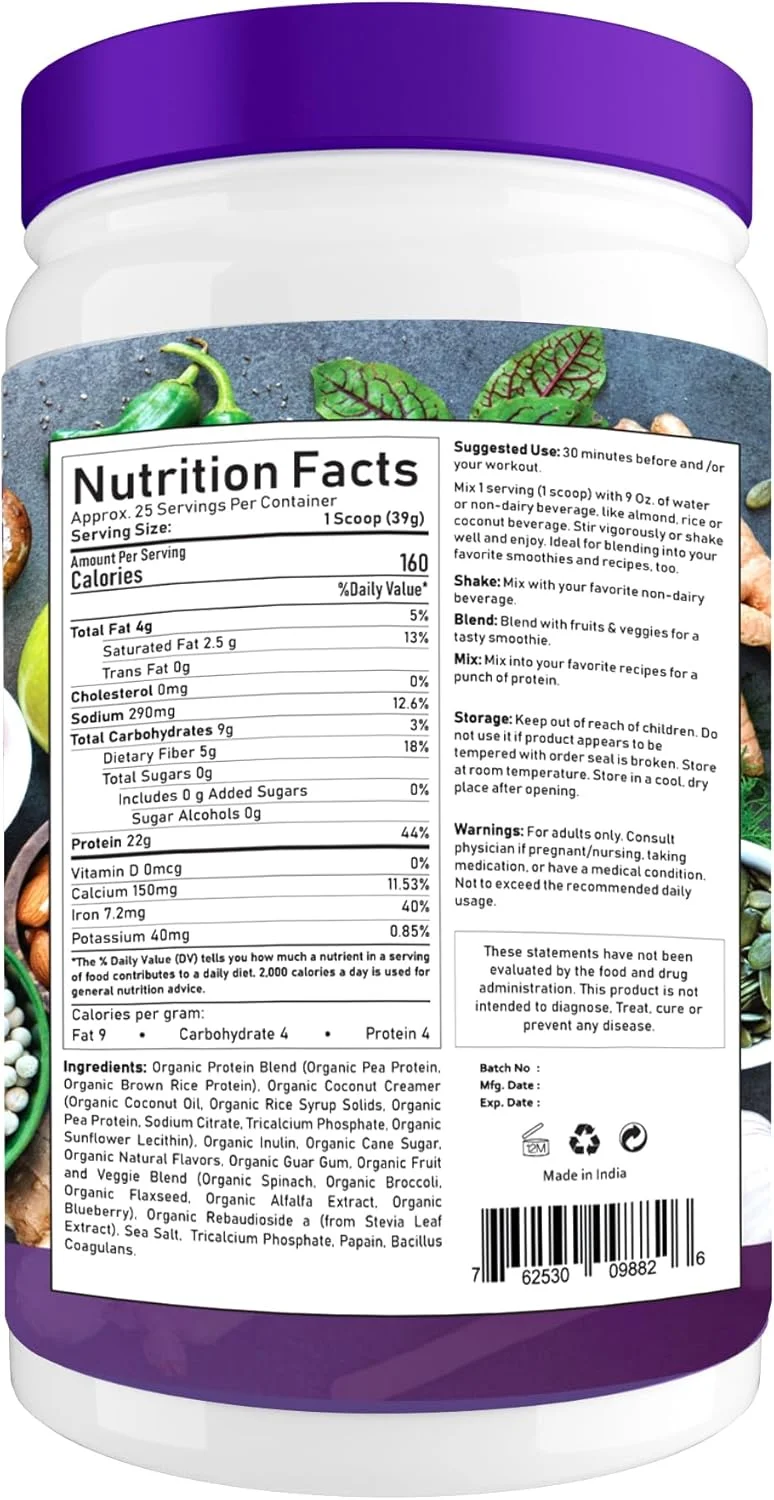 پودر پروتئین گیاهی ارگانیک NBL NATURAL، پودر پروتئین وگان برای مردان و زنان، 22 گرم پروتئین در هر وعده، غیر لبنی، بدون گلوتن، بدون لاکتوز، بدون شکر افزوده، انبه، 2.2 پوند، 25 وعده پودر پروتئین گیاهی ارگانیک NBL NATURAL، پودر پروتئین وگان برای مردان و زنان، 22 گرم پروتئین در هر وعده، غیر لبنی، بدون گلوتن، بدون لاکتوز، بدون شکر افزوده، انبه، 2.2 پوند، 25 وعده