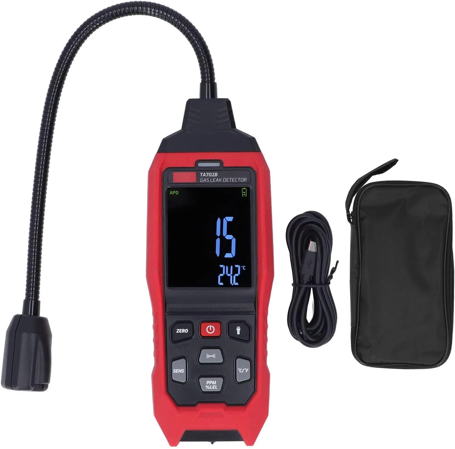 Gearwell Gas Detector, Gas Sensor, Portable Gas Leak Tester, Light Sound Alarm with HD Color Screen, Gas Monitoring Device, Industrial Safety Gas Detector