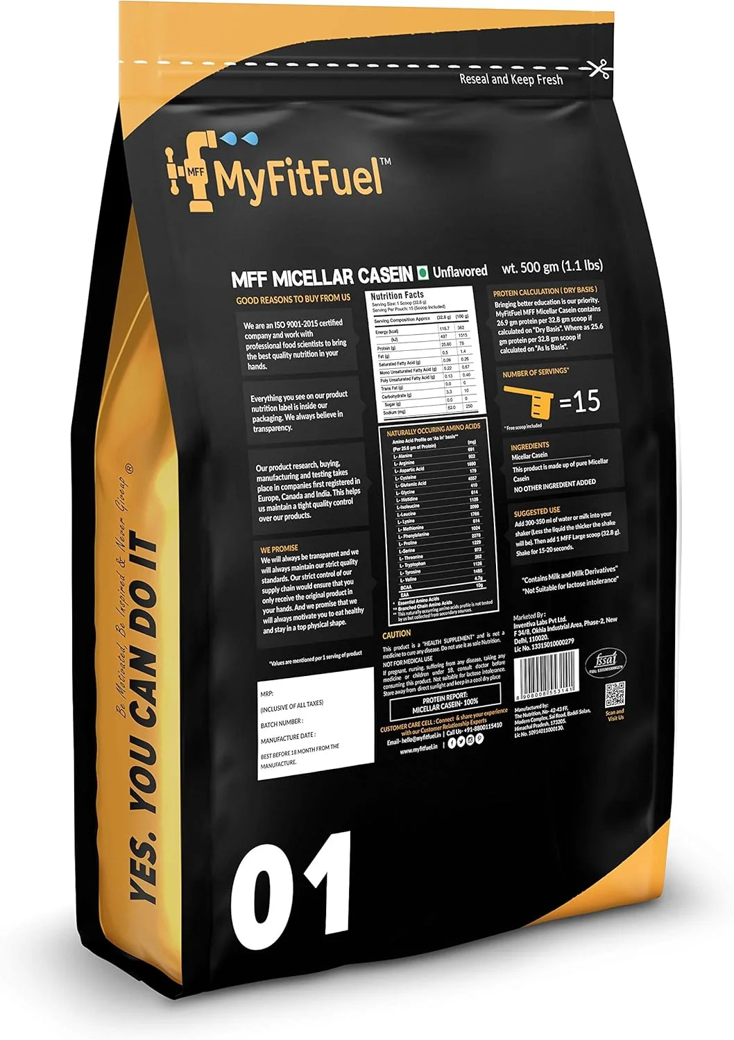 پودر پروتئین کازئین میسلار مای فیت فیول | 500 گرم، 15 سروینگ (بدون طعم) | پروتئین با رهش آهسته پودر پروتئین کازئین میسلار مای فیت فیول | 500 گرم، 15 سروینگ (بدون طعم) | پروتئین با رهش آهسته