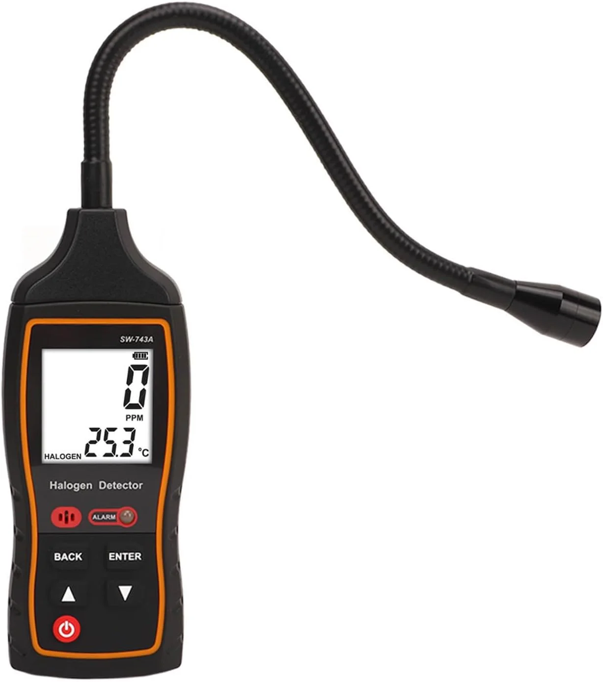 دستگاه تشخیص گاز هالوژن Domary با حساسیت بالا، آلارم صوتی، نوری و لرزشی، تستر دیجیتال نشت مبرد تهویه مطبوع برای سیستم HVAC