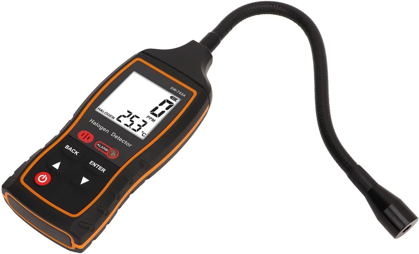 دستگاه تشخیص گاز هالوژن Domary با حساسیت بالا، آلارم صوتی، نوری و لرزشی، تستر دیجیتال نشت مبرد تهویه مطبوع برای سیستم HVAC