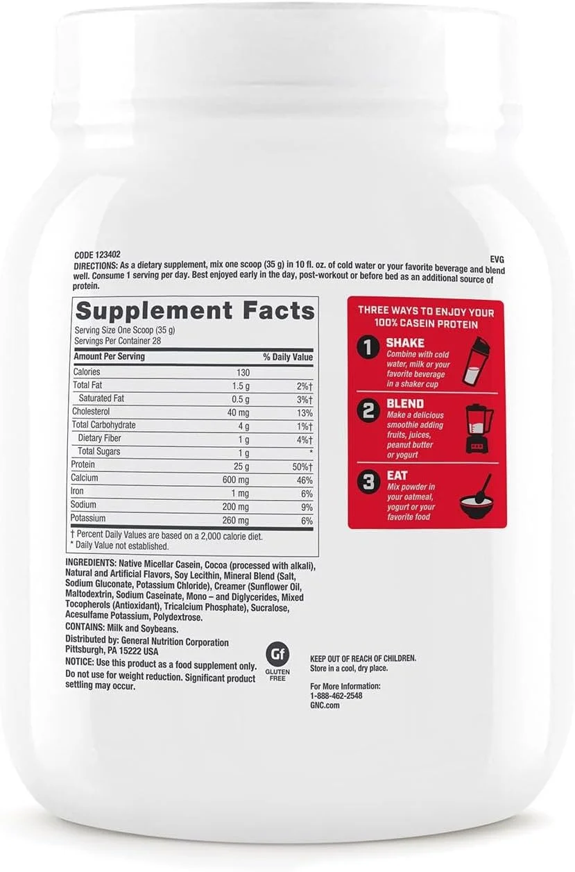 پودر پروتئین کازئین 100% GNC PRO PERFORMANCE - شکلات سوپریم پودر پروتئین کازئین 100% GNC PRO PERFORMANCE - شکلات سوپریم