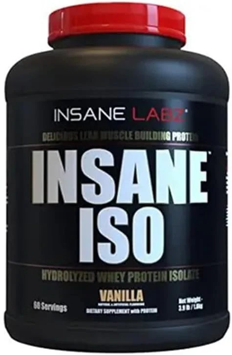 پودر پروتئین وی ایزوله Insane Labz Insane ISO حاوی 25 گرم وی ایزوله هیدرولیز شده، 60 سروینگ، وانیلی پودر پروتئین وی ایزوله Insane Labz Insane ISO حاوی 25 گرم وی ایزوله هیدرولیز شده، 60 سروینگ، وانیلی