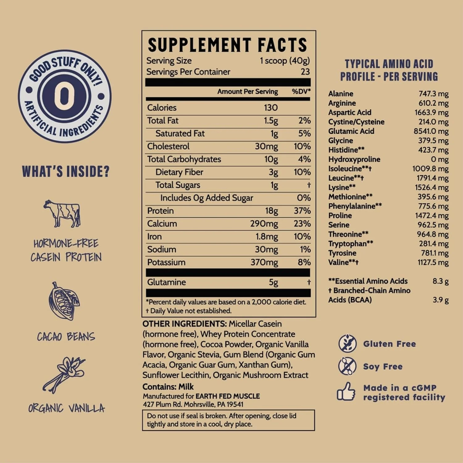 پودر پروتئین کازئین شبانه Earth Fed Muscle - پودر پروتئین شکلات تلخ با ترکیب وی - 18 گرم پروتئین، بدون شکر، بدون گلوتن - پودر پروتئین ریکاوری شبانه - 2 پوند، 23 سروینگ پودر پروتئین کازئین شبانه Earth Fed Muscle - پودر پروتئین شکلات تلخ با ترکیب وی - 18 گرم پروتئین، بدون شکر، بدون گلوتن - پودر پروتئین ریکاوری شبانه - 2 پوند، 23 سروینگ