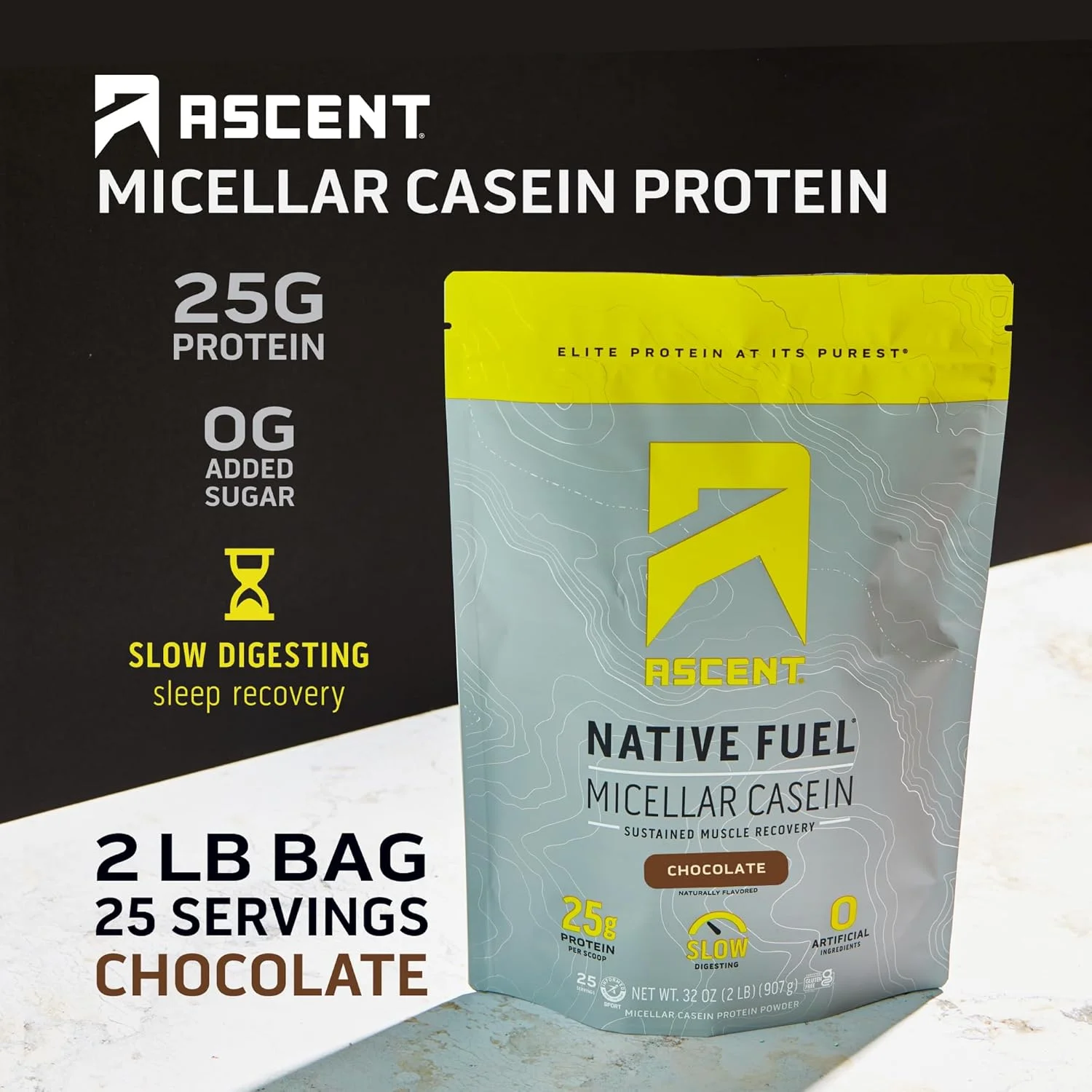 پودر پروتئین کازئین میسلار سوخت بومی Ascent - 0.9 کیلوگرم - شکلاتی پودر پروتئین کازئین میسلار سوخت بومی Ascent - 0.9 کیلوگرم - شکلاتی