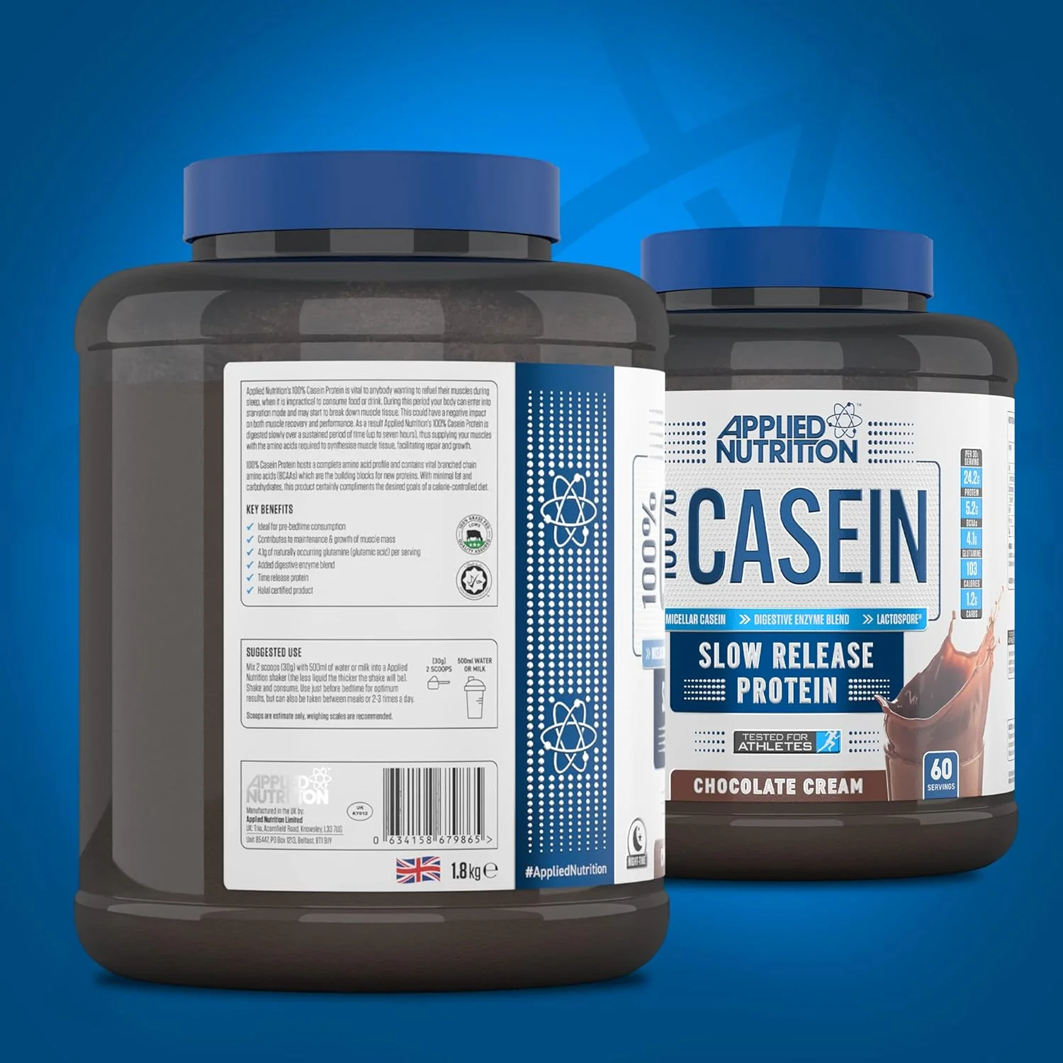 پودر پروتئین کازئین Applied Nutrition - مکمل کازئین میسلار، پروتئین با رهش آهسته (شکلاتی، 1.8 کیلوگرم)