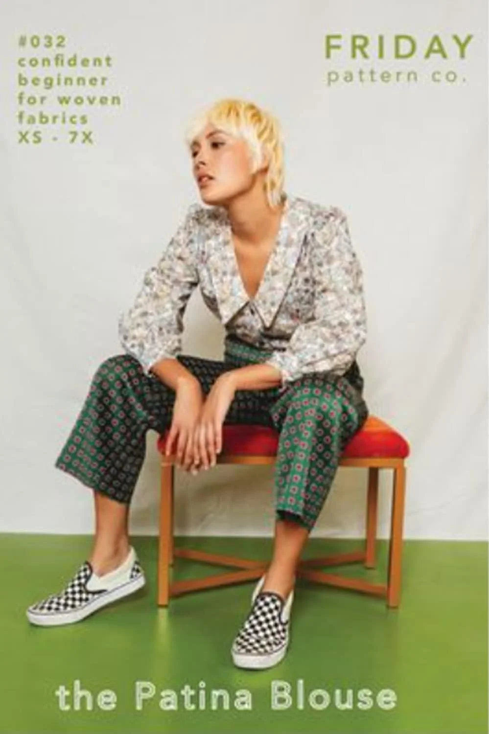 الگوی خیاطی بلوز پتینه Friday Pattern Company، کرم/سبز