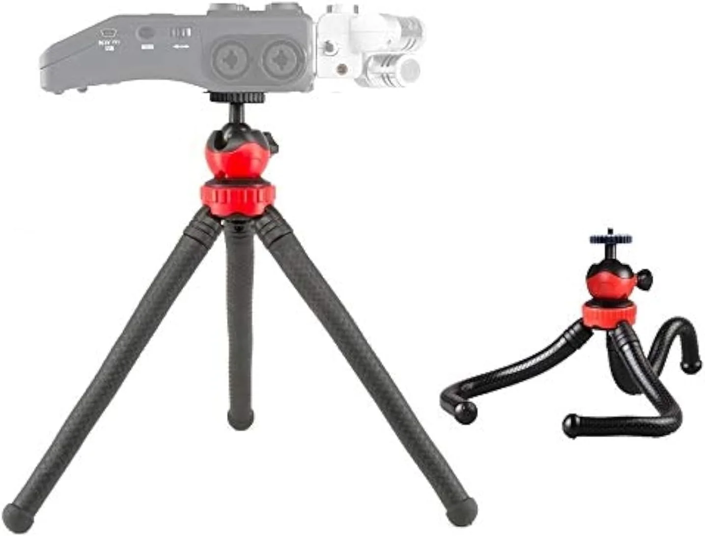 پایه سه پایه انعطاف پذیر 12 اینچی SKEIDO برای ضبط کننده های Zoom/آیفون/GoPro و دوربین ها - پایه های آلومینیومی قابل تنظیم، سر توپی 360 درجه، ظرفیت 2 پوند، طراحی قابل حمل