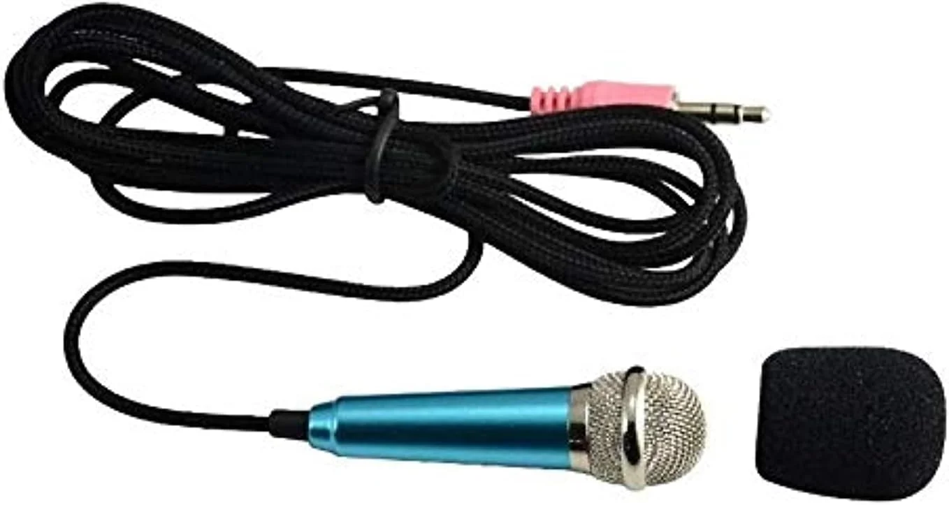 میکروفون مینی SKEIDO، میکروفون کوچک قابل حمل برای وکال، میکروفون Asmr، میکروفون تلفن، میکروفون مینی کارائوکه برای ضبط صدا، چت و آواز خواندن در آیفون/اندروید/لپ تاپ (آبی)